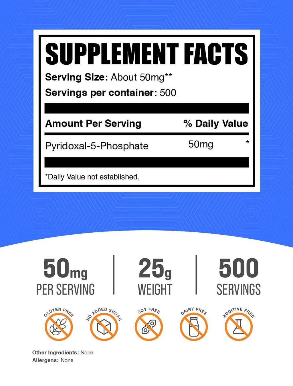 Pyridoxal-5-Phosphate Powder P-5-P Vitamin B6 50mg – Gluten Free 25g | BulkSupplements