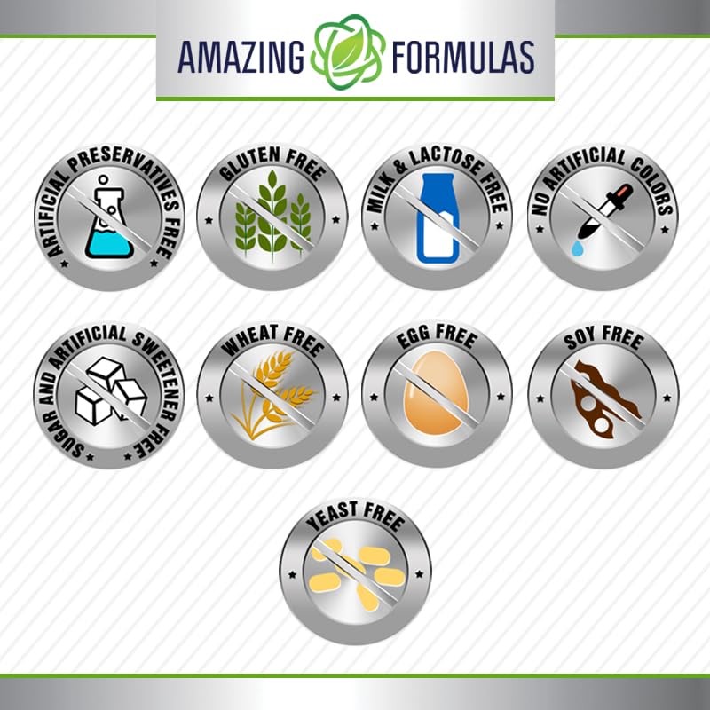 Amazing Formulas ALA/ALC 750 mg Capsules – Non-GMO, Gluten-Free, Made in USA (120 Count)