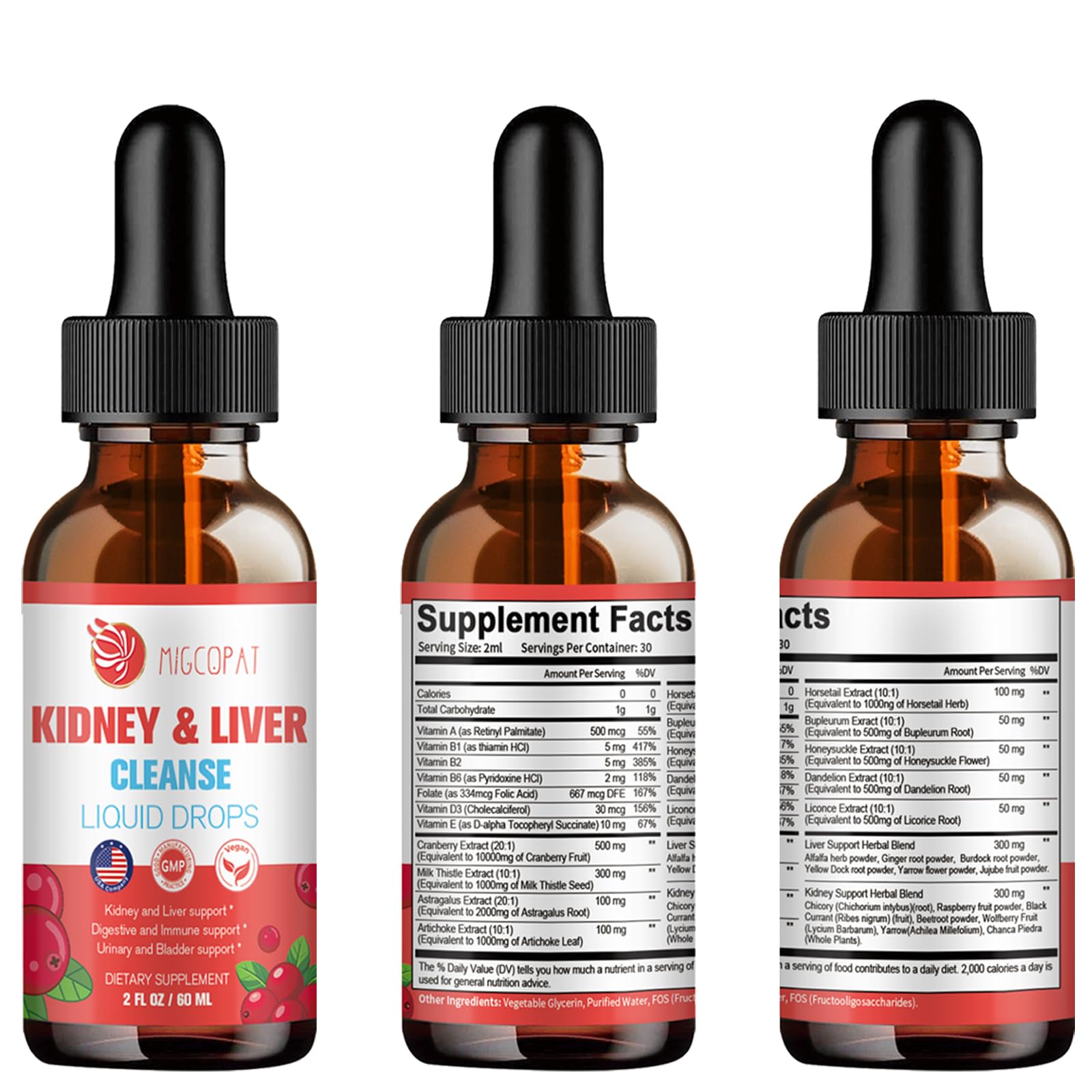 Kidney & Liver Cleanse Detox & Repair Drops – 2 Pack (60ml Each) | Cranberry & Milk Thistle