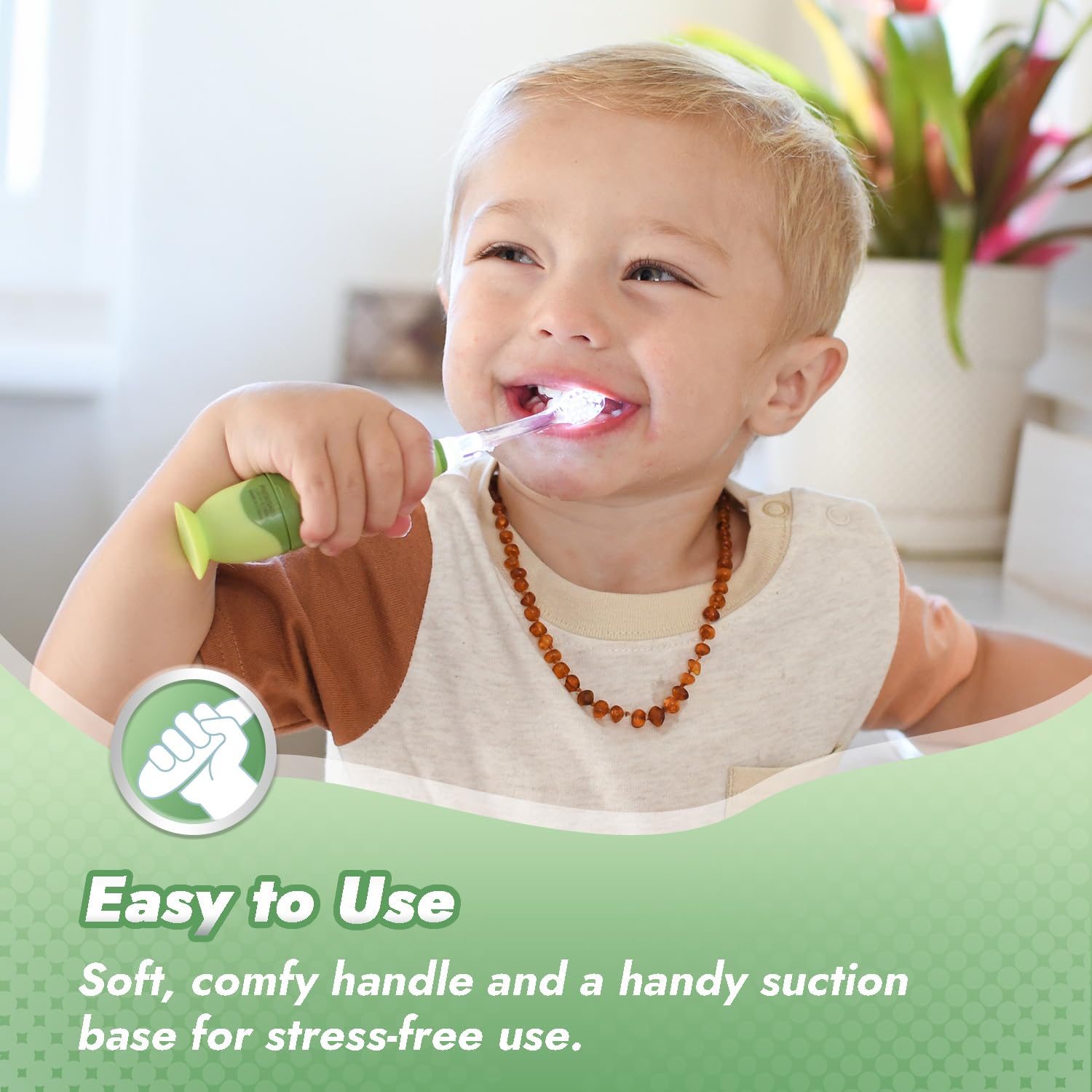 Papablic Toddler Sonic Electric Toothbrush for Ages 1-3 – Dino Cover & LED Timer