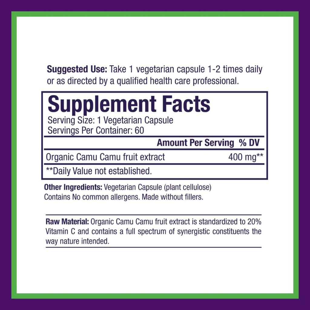 Paradise Herbs Camu Camu Extract 400 mg – Vitamin C, Vegan & Gluten Free