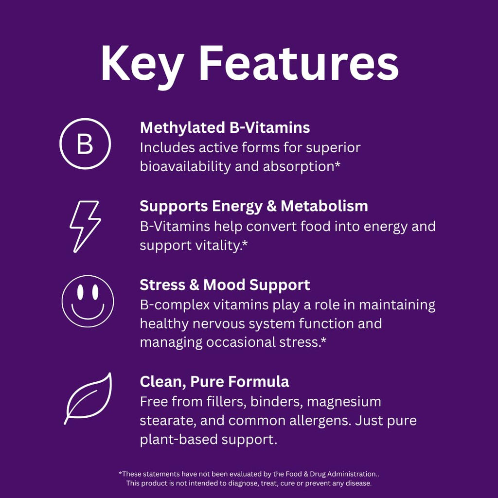 Paradise Herbs Earth's Blend B-Complex | Methylated B Vitamins + Superfoods (60 Caps, Pack of 2)