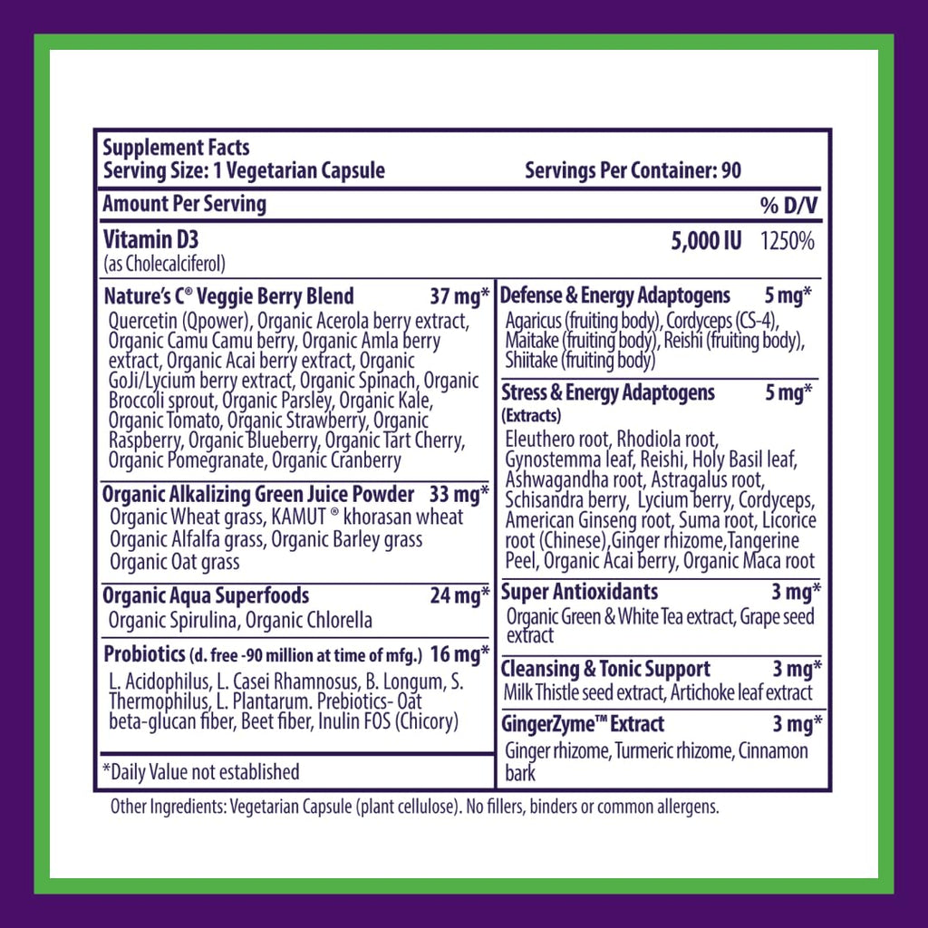 Paradise Herbs Earth's Blend D3 with Probiotics & Greens – 90 Veg Caps (2-Pack)