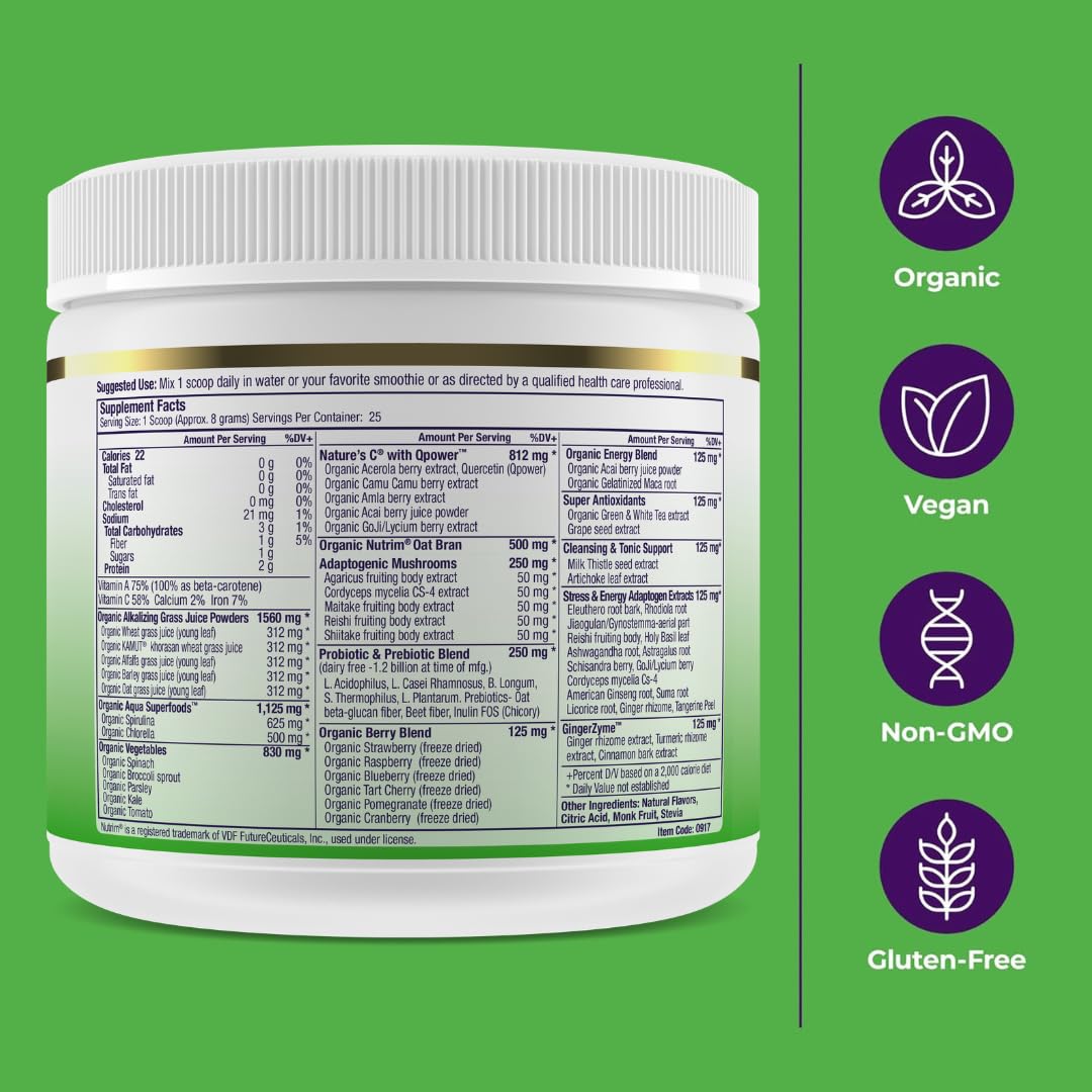 Paradise Herbs ORAC Energy Greens – Apple Superfood Powder, 25 Servings