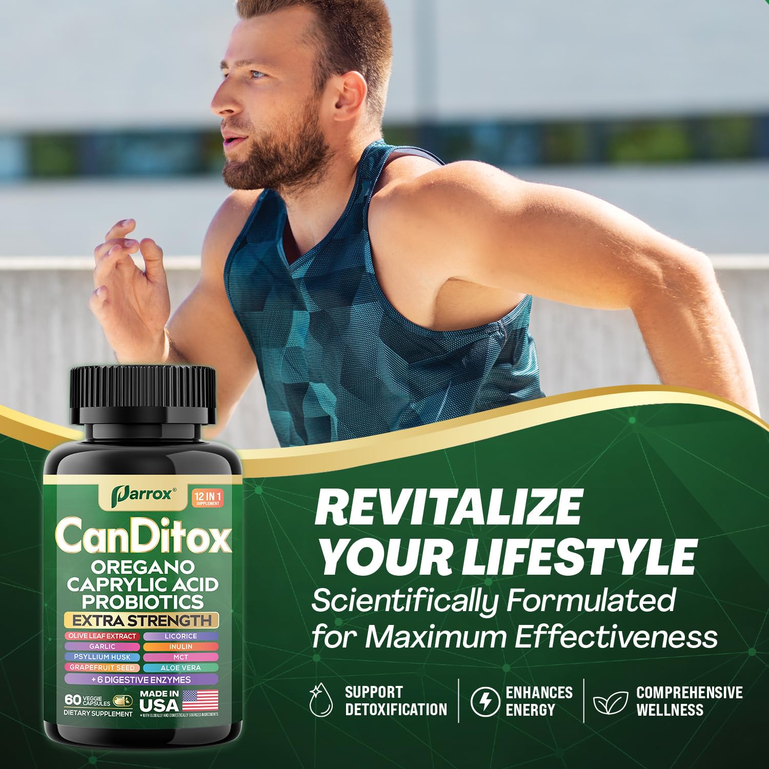 Parrox CanDitox Capsules - Oregano, Garlic, Probiotics & Digestive Enzymes (3 Pack)