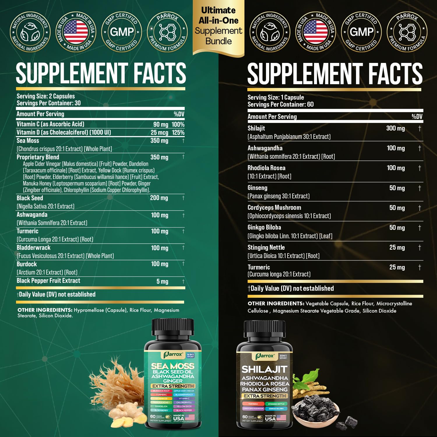 Parrox Dynamic Vitality Bundle (3 Pack) – Shilajit & Sea Moss, 8-in-1 & 16-in-1 Formulas