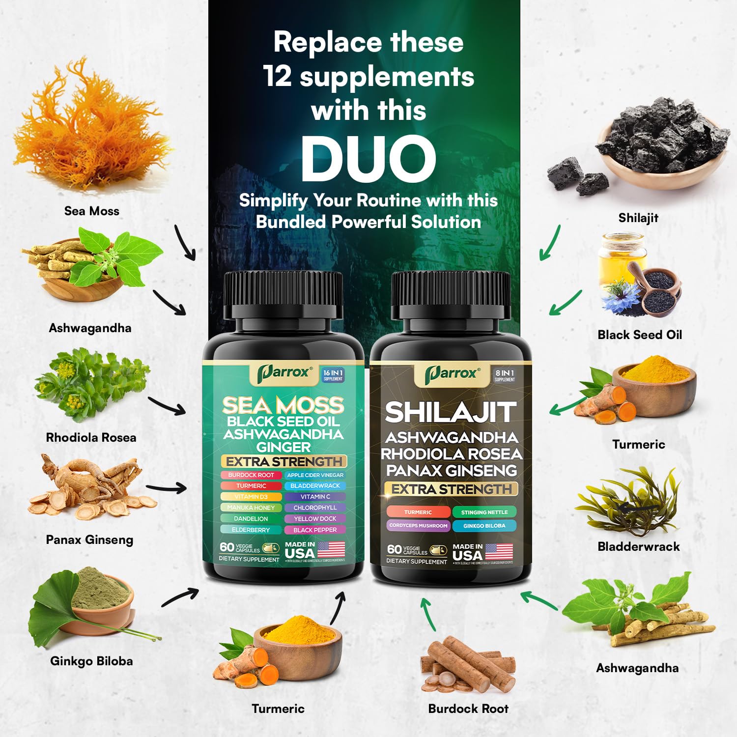 Parrox Dynamic Vitality Bundle - Shilajit & Sea Moss (1 Pack)