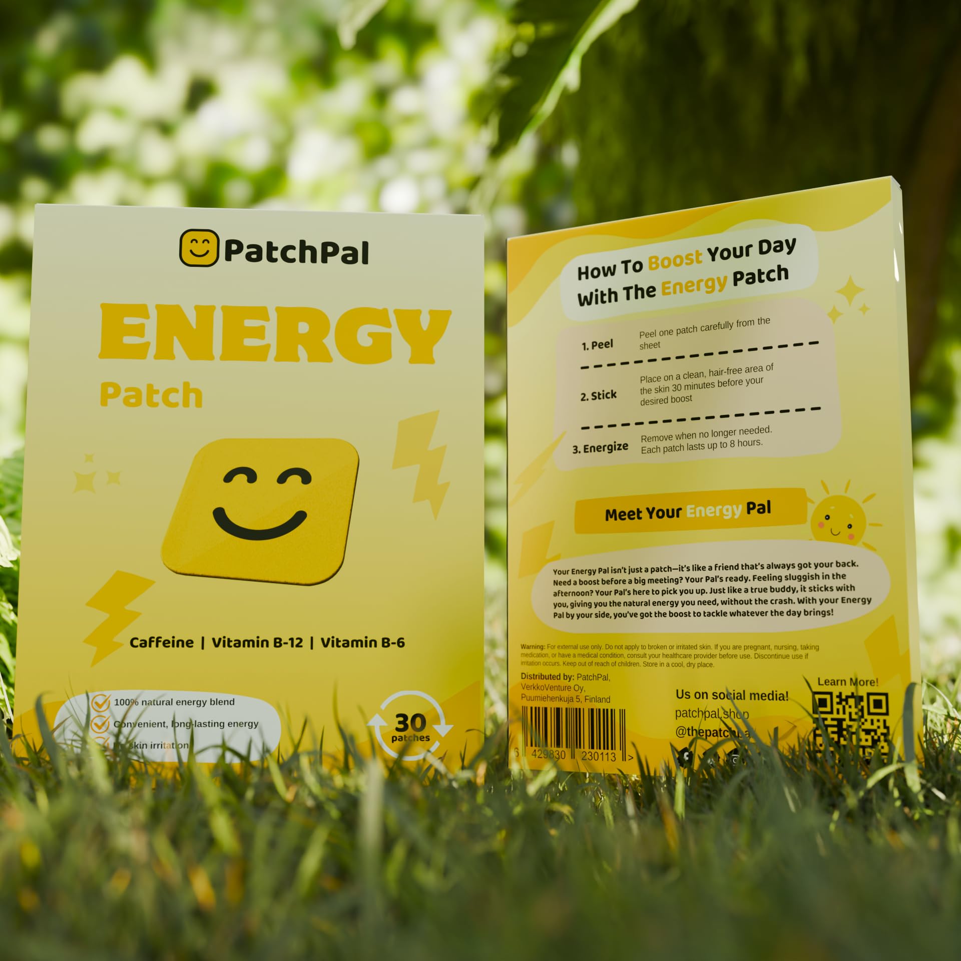 PatchPal B12 Energy Patches – Vegan Caffeine & B Vitamins (30 patches)