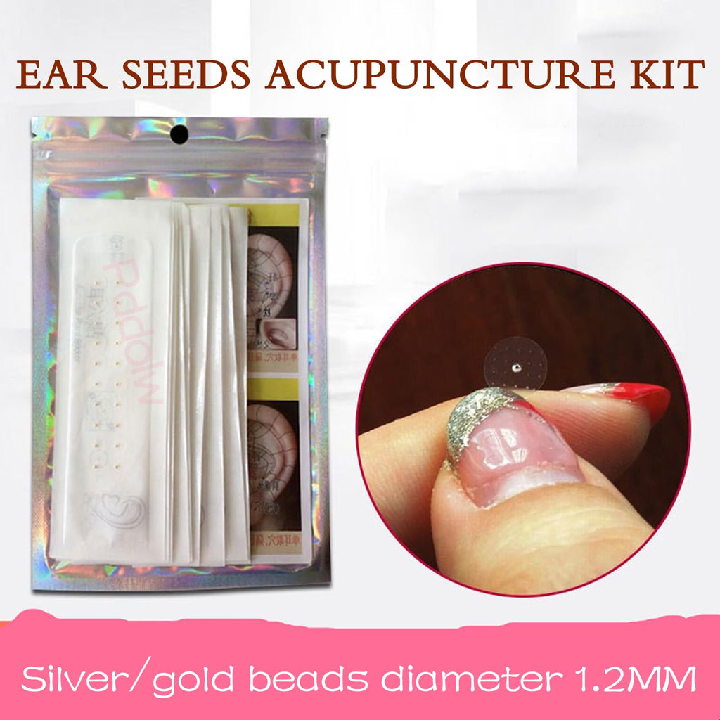 Pddolw Ear Seeds Acupuncture Kit – Relaxation, Easy Application, Durable Silver Beads (200pc)