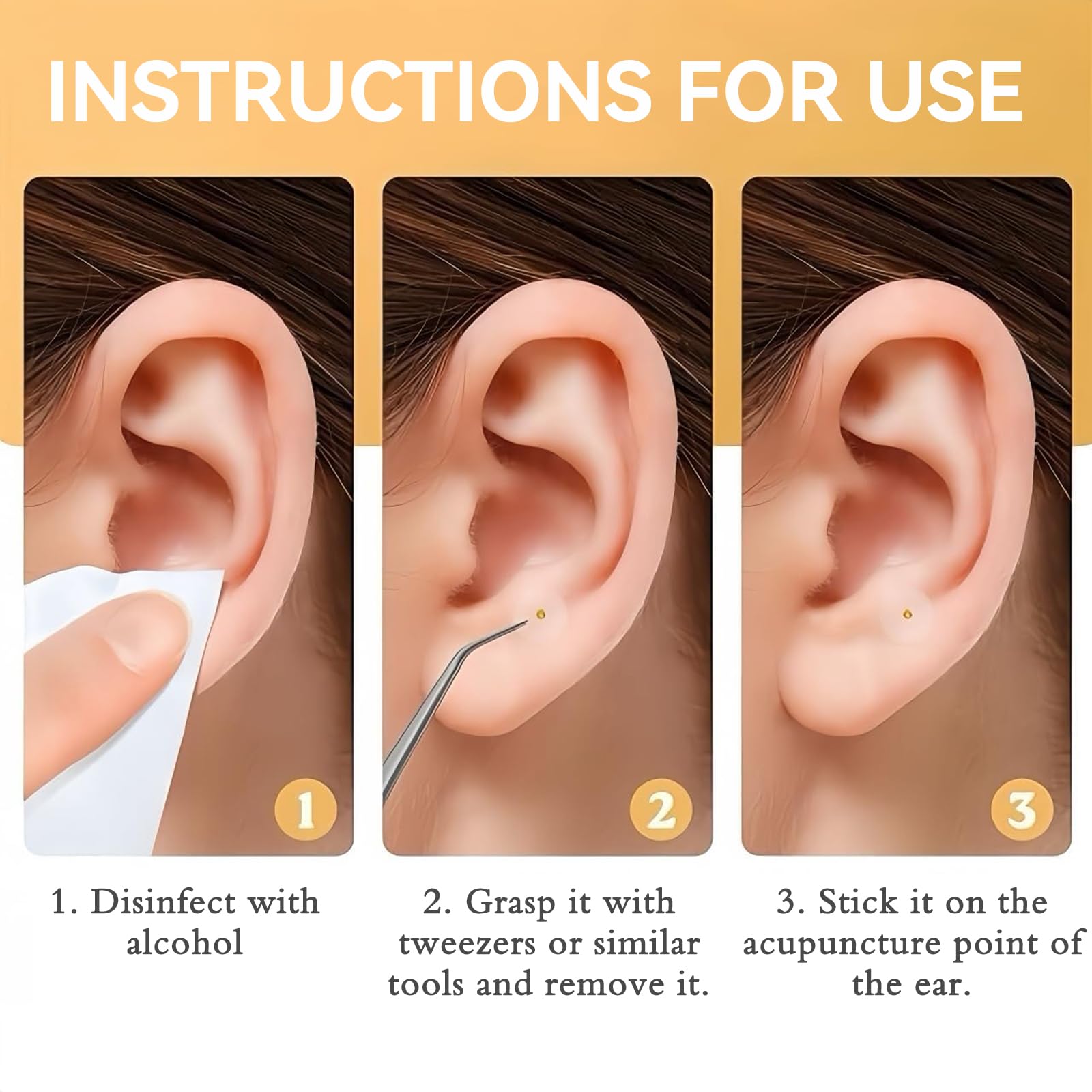 Pddolw Ear Seeds Acupuncture Kit – Relaxation, Easy Application, 40 Pcs Transparent Diamonds