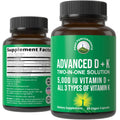 Peak Performance Vitamin D 5000 IU with Vitamin K (K1, MK-4, MK-7) | 60 Veggie Pills