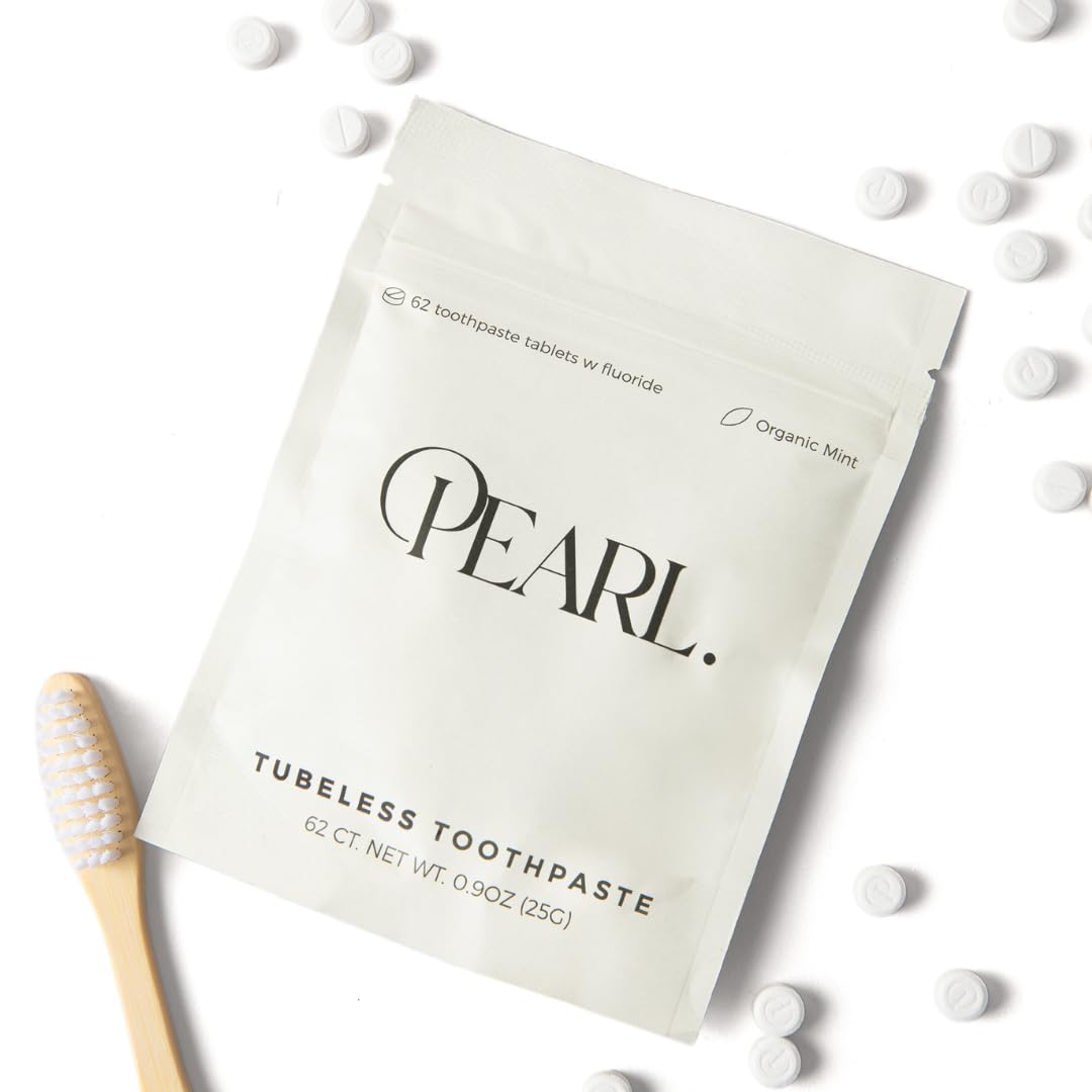 Pearl Fluoride Mint Toothpaste Tablets – Dentist Developed, TSA Approved, Plastic-Free (186 Tablets)