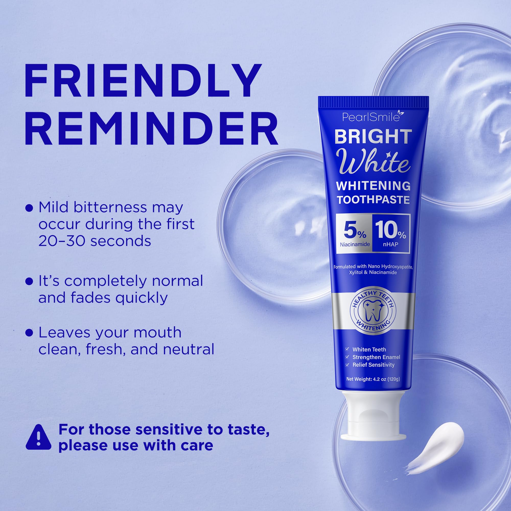 PearlSmile Niacinamide Hydroxyapatite Toothpaste – 10% nHAp, 5% Niacinamide, Fluoride-Free