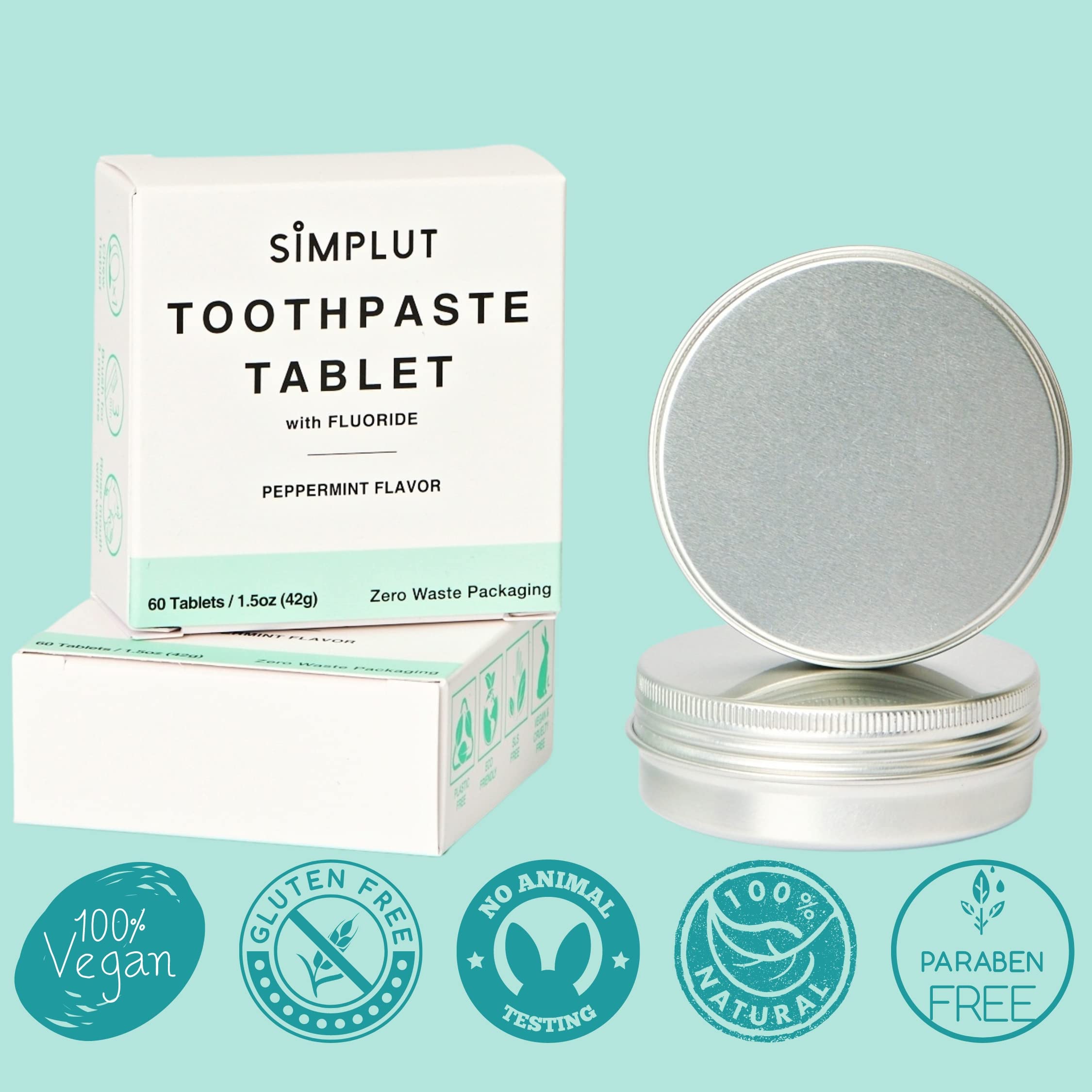 Chewable Fluoride Toothpaste Tablets 60 Pack | Travel Size, Vegan and SLS-Free
