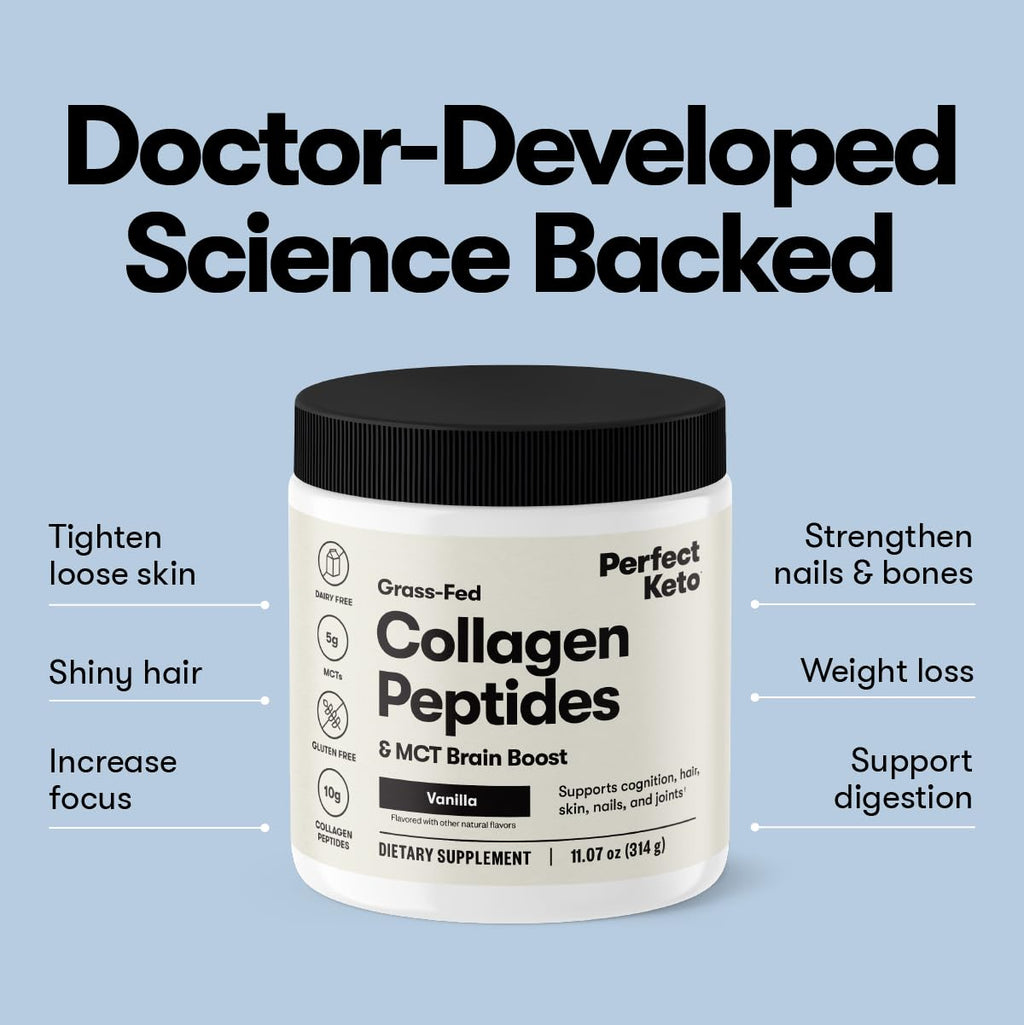 Perfect Keto Collagen Peptides with MCT Oil - Grass-Fed, Keto Coffee Creamer