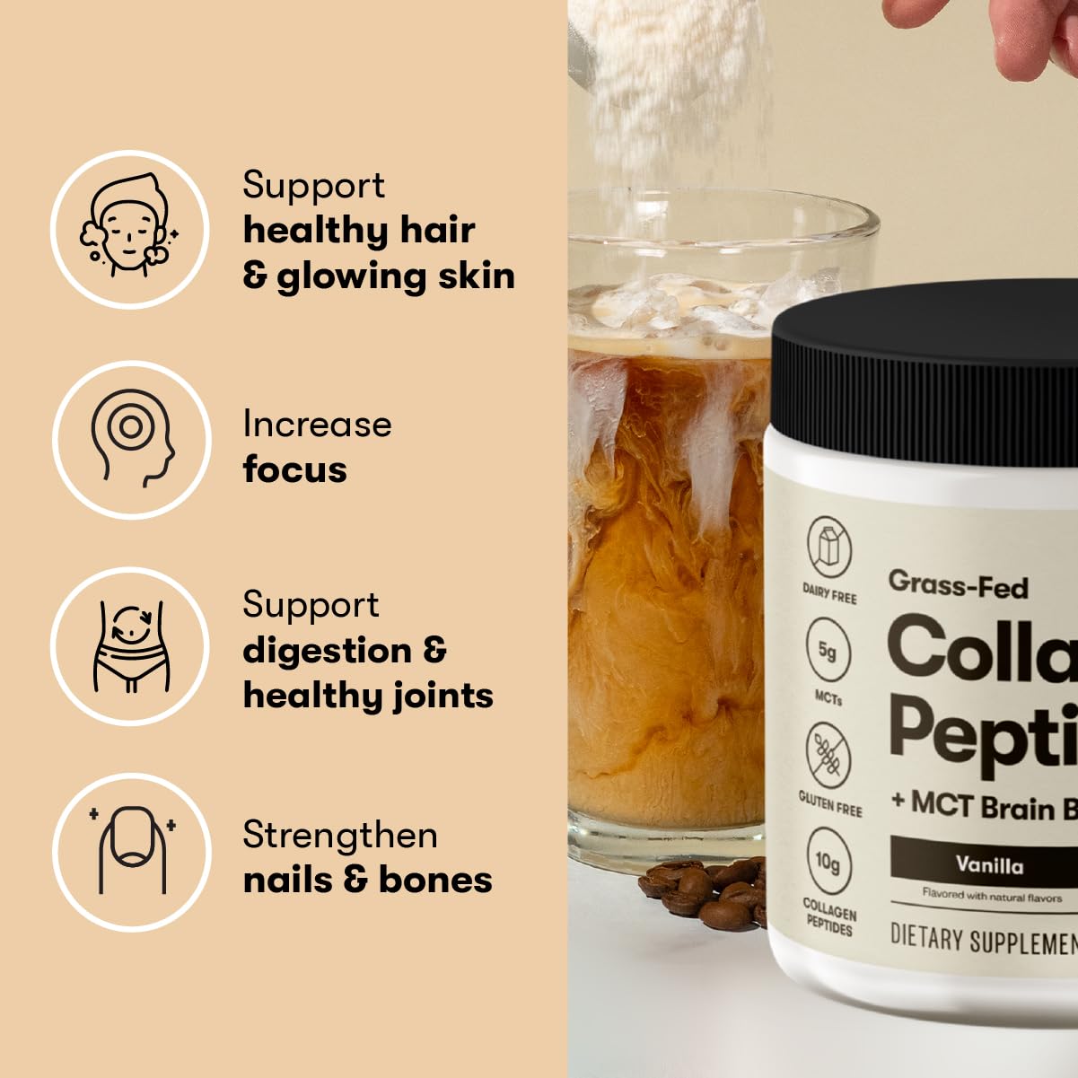 Perfect Keto Collagen Peptides + MCT Oil — Grass-Fed, Type I & III, Vanilla