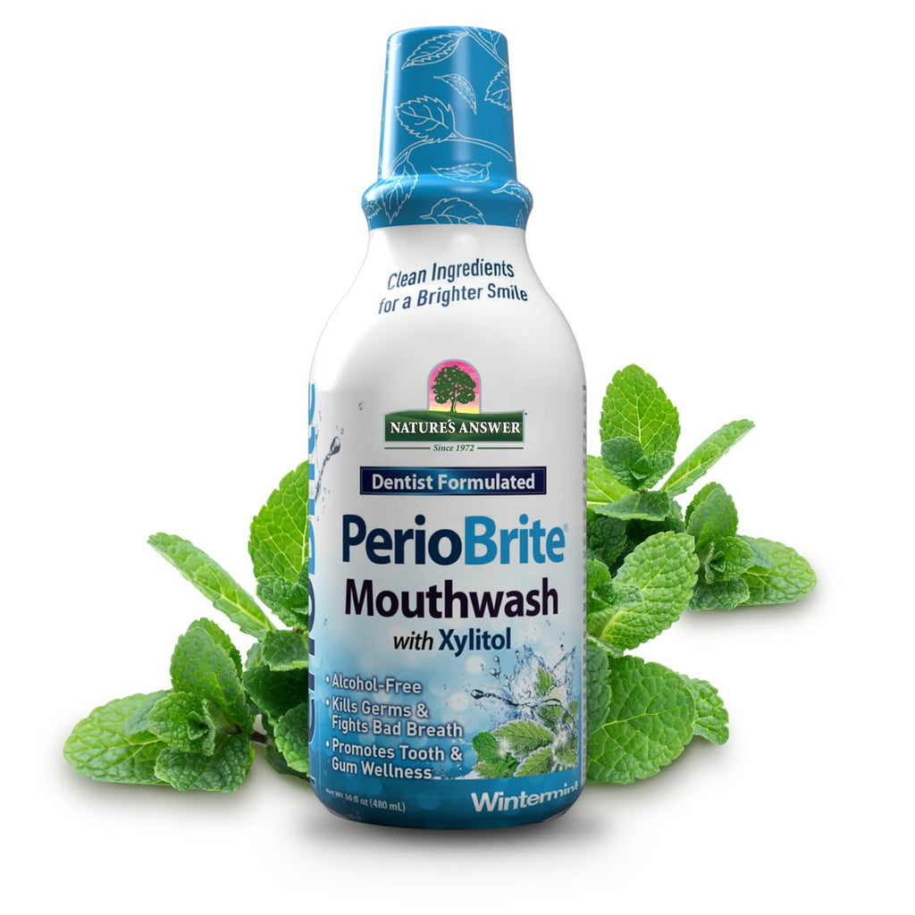 Nature's Answer PerioBrite Winter Mint Mouthwash – Fluoride-Free, Alcohol-Free & Vegan (16oz)