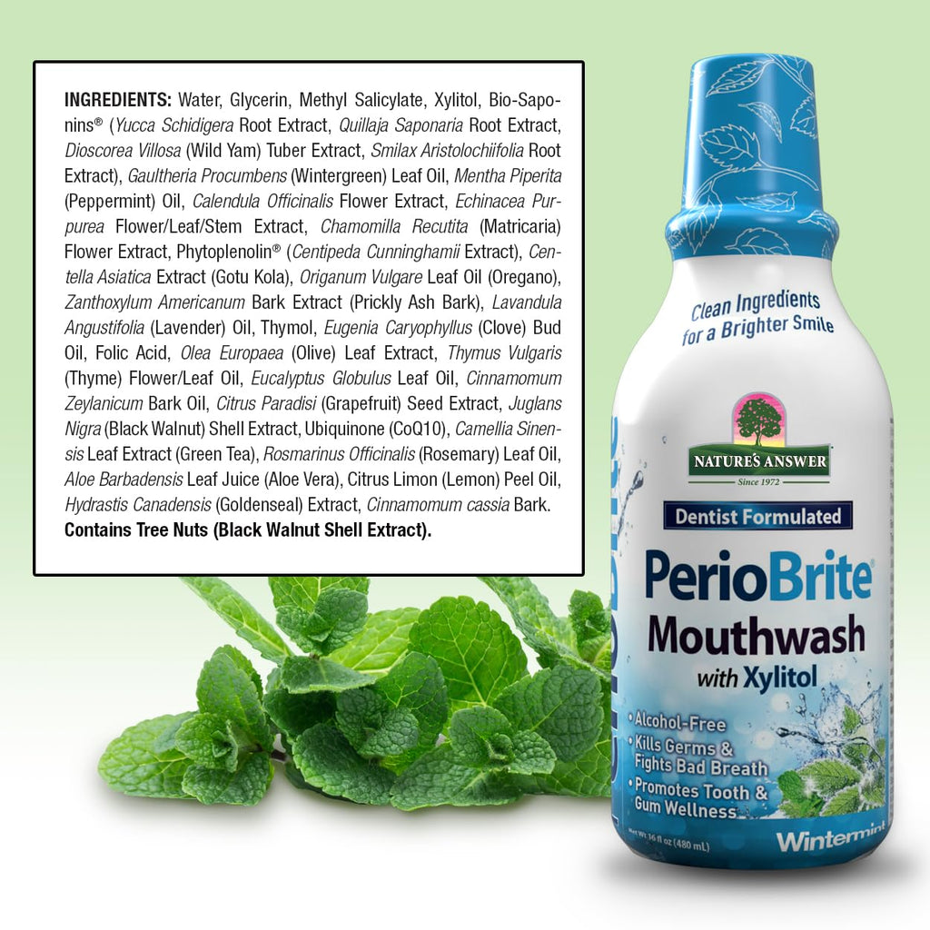 Nature's Answer PerioBrite Wintermint Mouthwash - Fluoride-Free, 16oz (2 Pack)