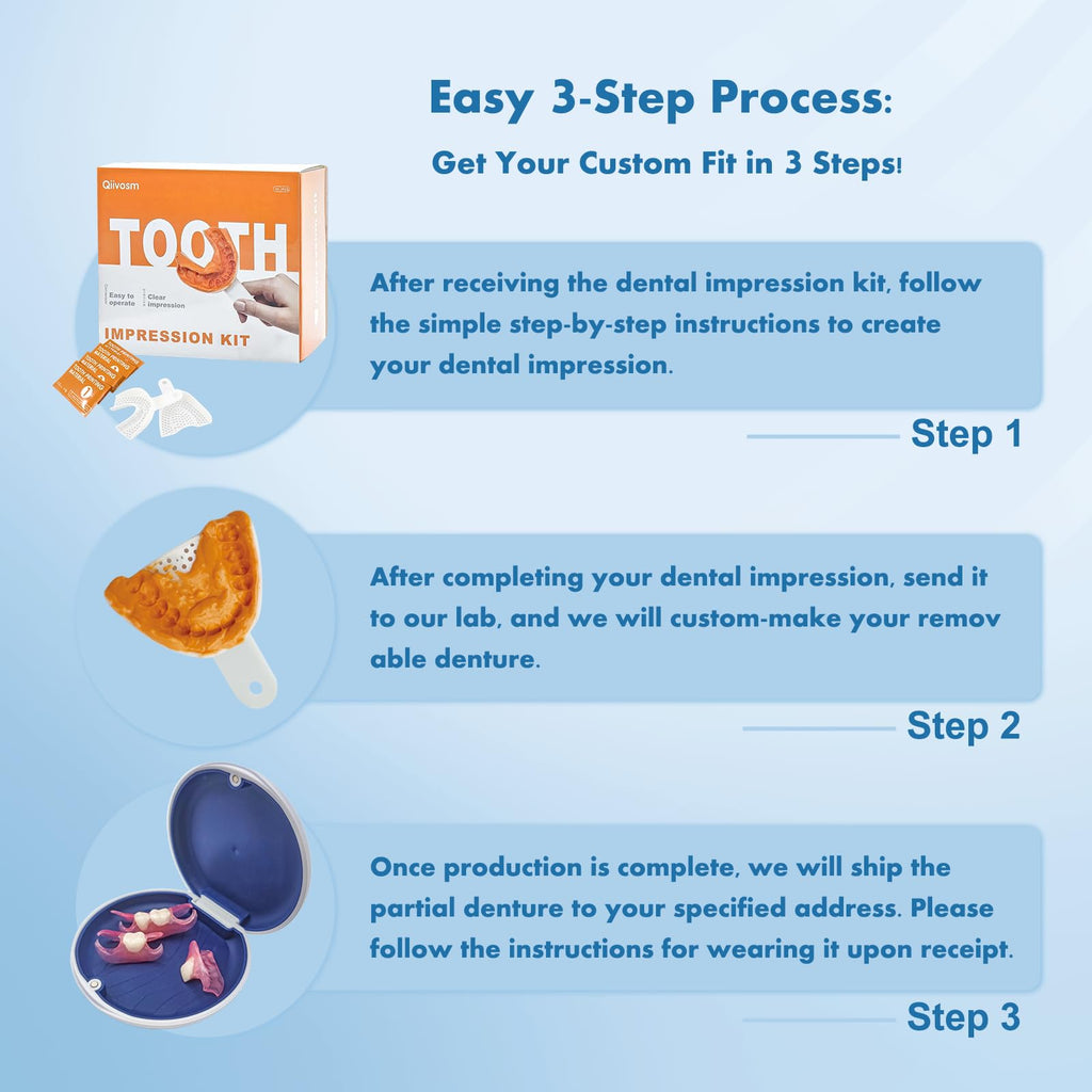Custom Removable Dentures – Personalized Partial Dentures with Storage Case (1-6 Teeth)