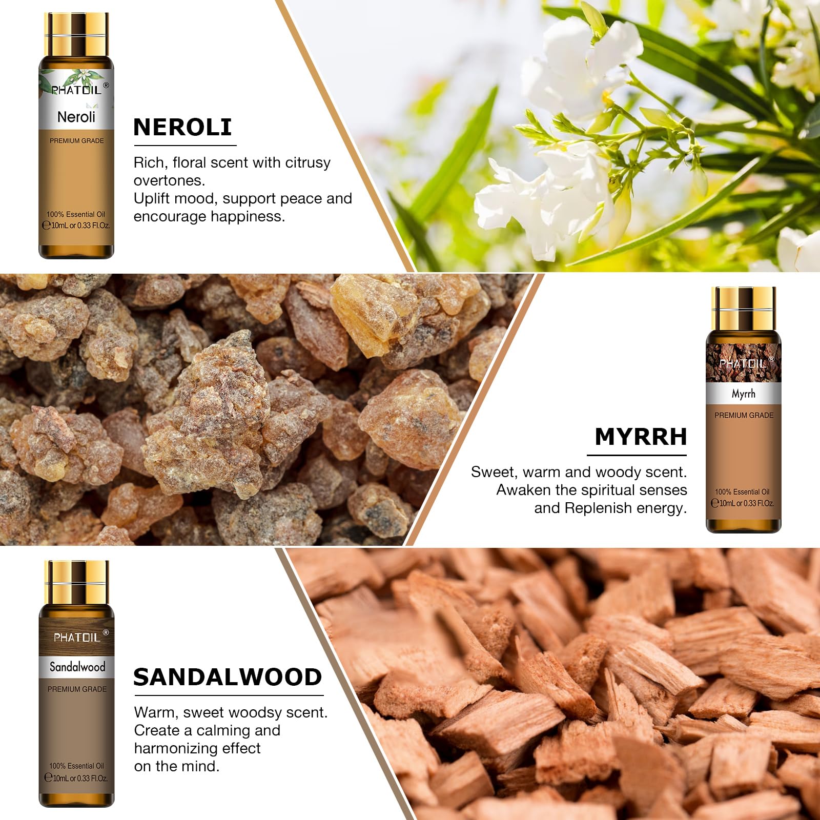 PHATOIL Premium Essential Oil Set – 9x10ml Pure Oils for Massage, Aromatherapy & Diffusers