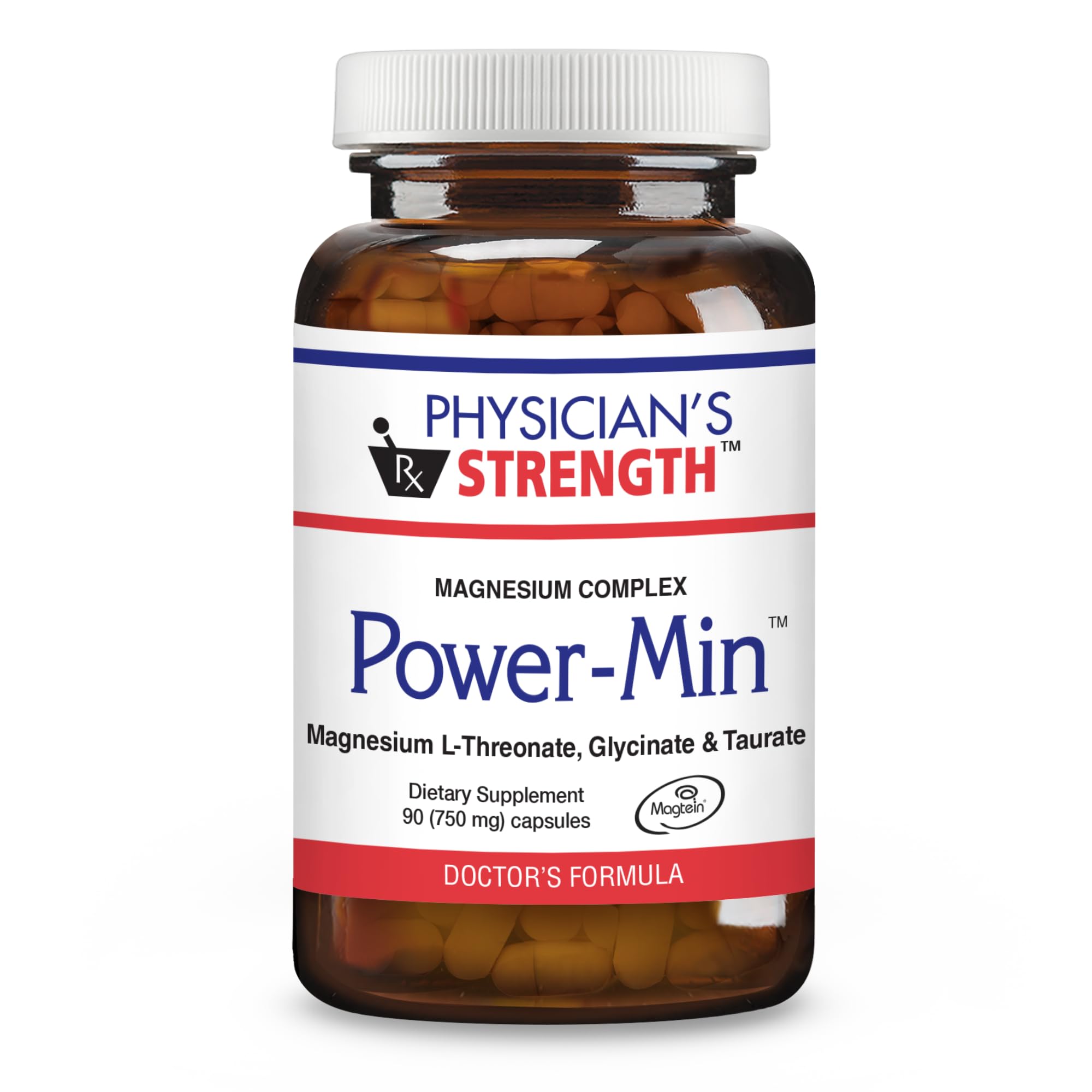Physician's Strength Power-Min - Magnesium Complex with L-Threonate, Glycinate & Taurate | 90 Capsules | 30 Servings