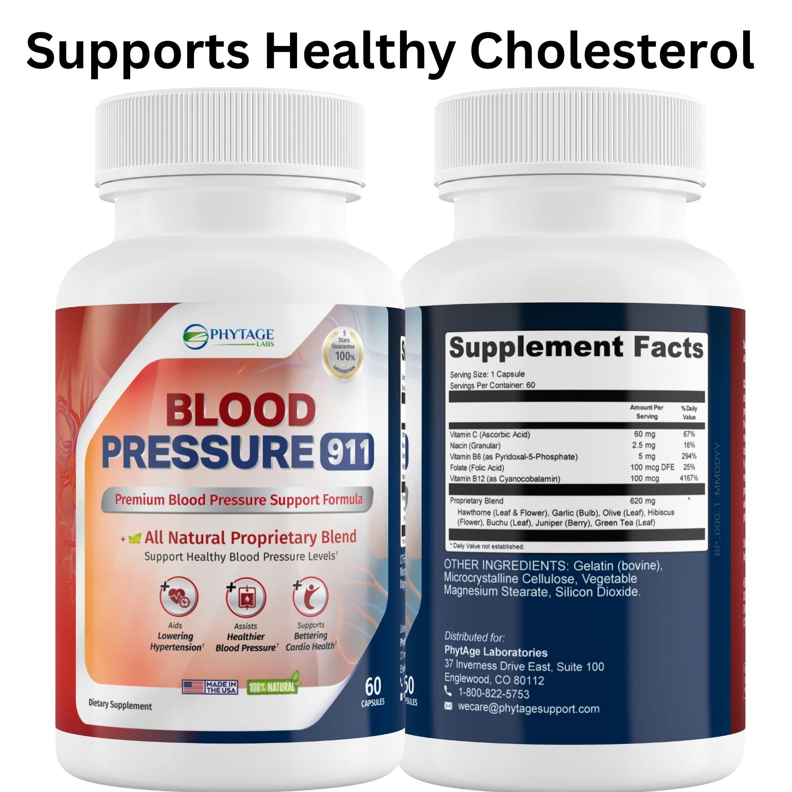 Phytage Labs Blood Pressure 911 – BP Support Pills, 60 Capsules