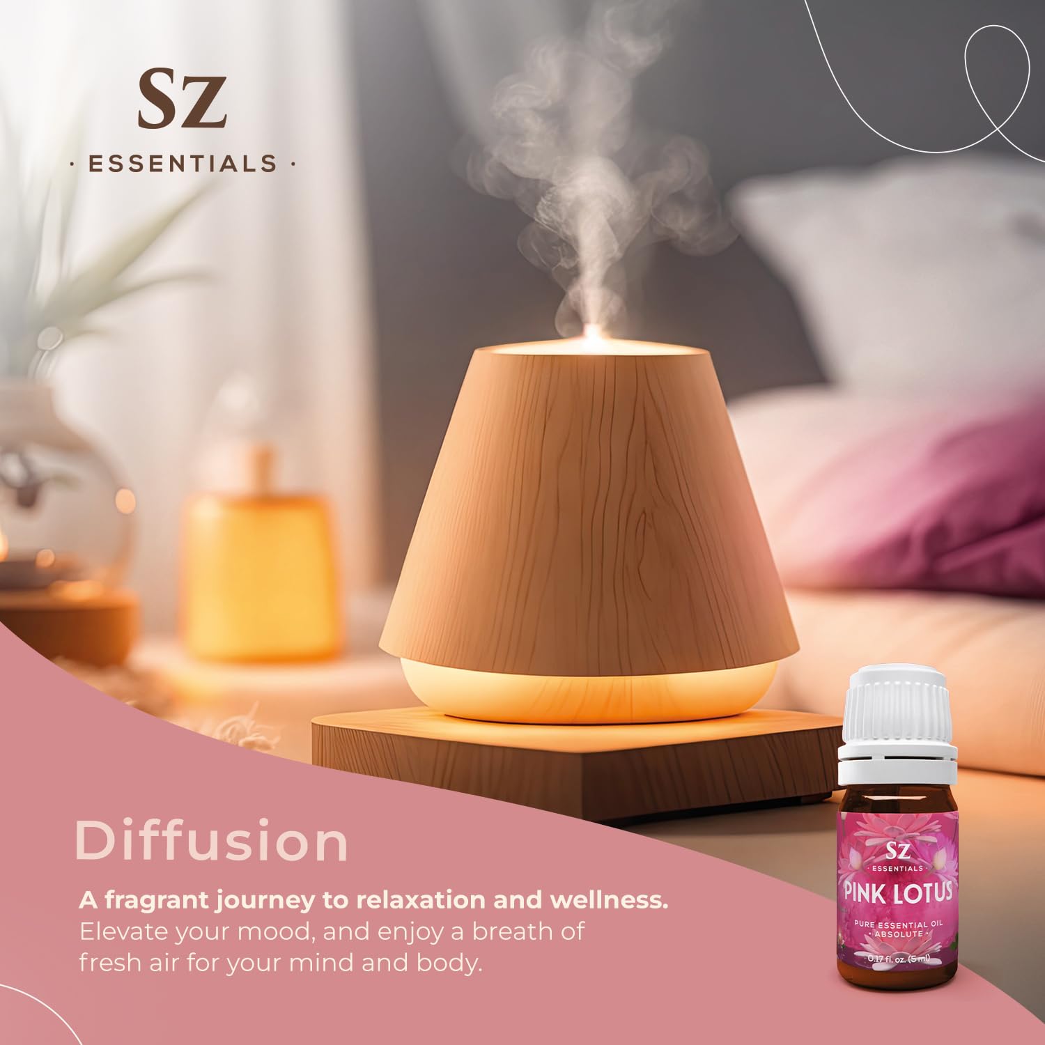 Sz Essentials Pink Lotus Essential Oil - 100% Pure, Nymphaea Nucifera, Therapeutic Grade