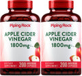 Piping Rock Apple Cider Vinegar Capsules 1800 mg | 200 Pills | Pack of 2 | Non-GMO, Gluten Free