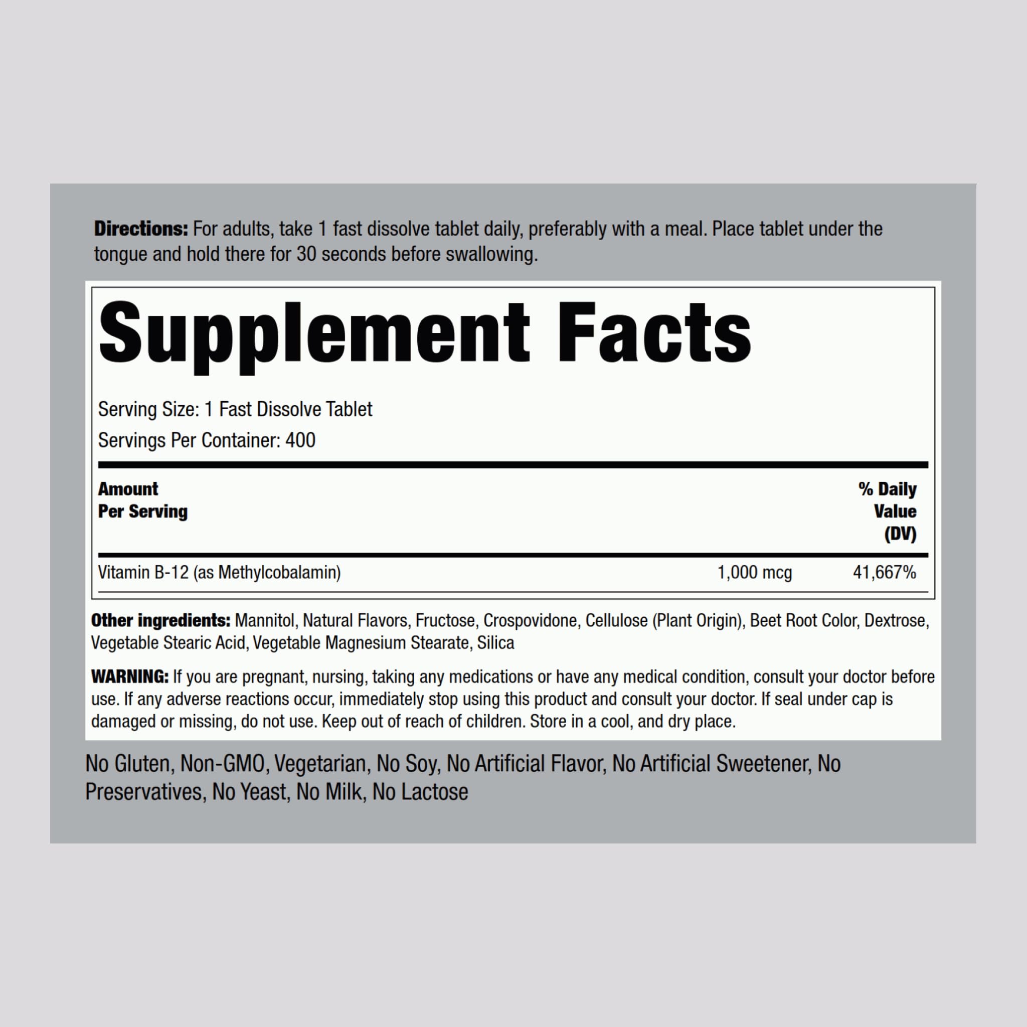 Piping Rock Vitamin B12 Sublingual Tablets 1000 mcg – Berry, 400 Pills (Pack of 2)