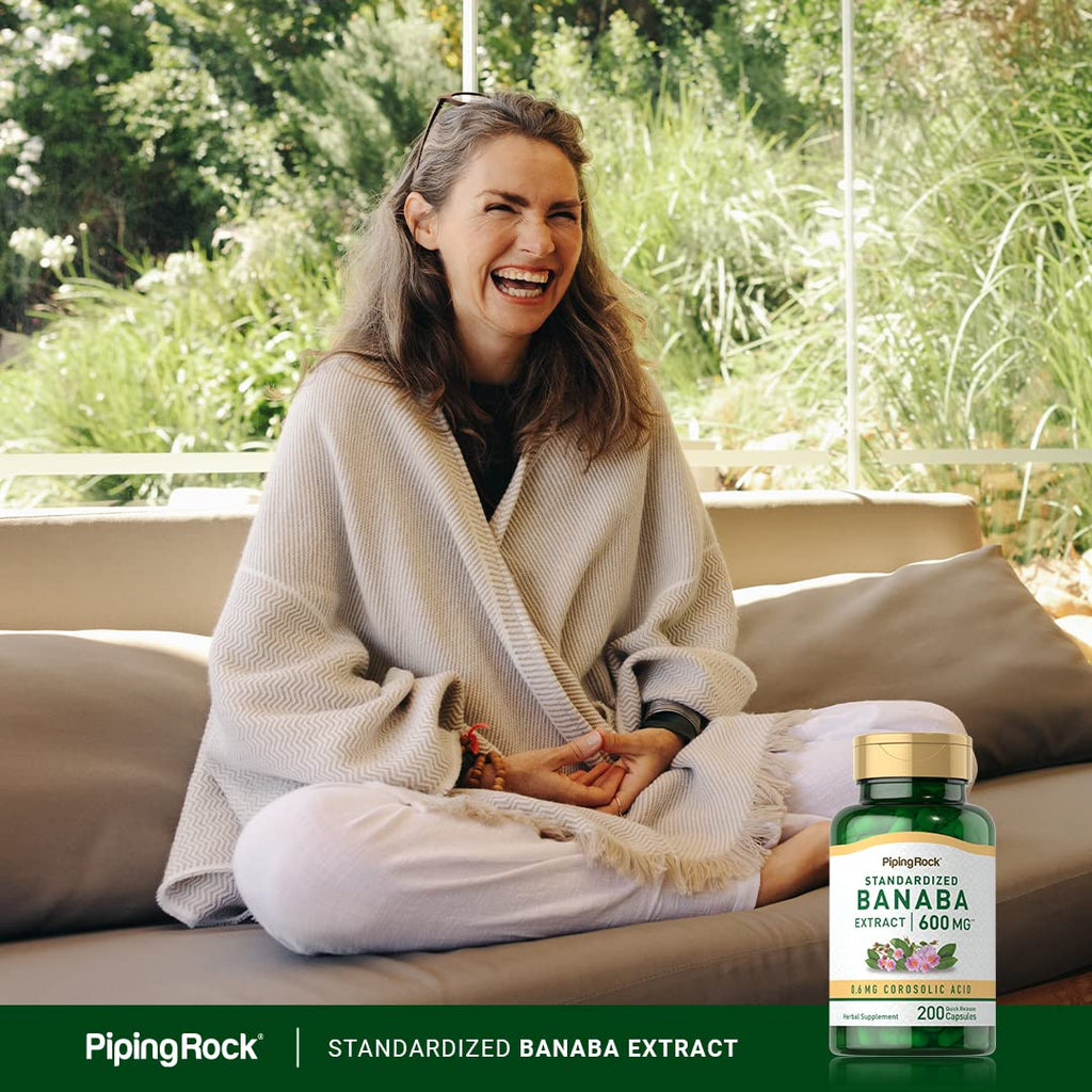 Piping Rock Banaba Leaf Extract Capsules 600mg - 200 Count | Corosolic Acid