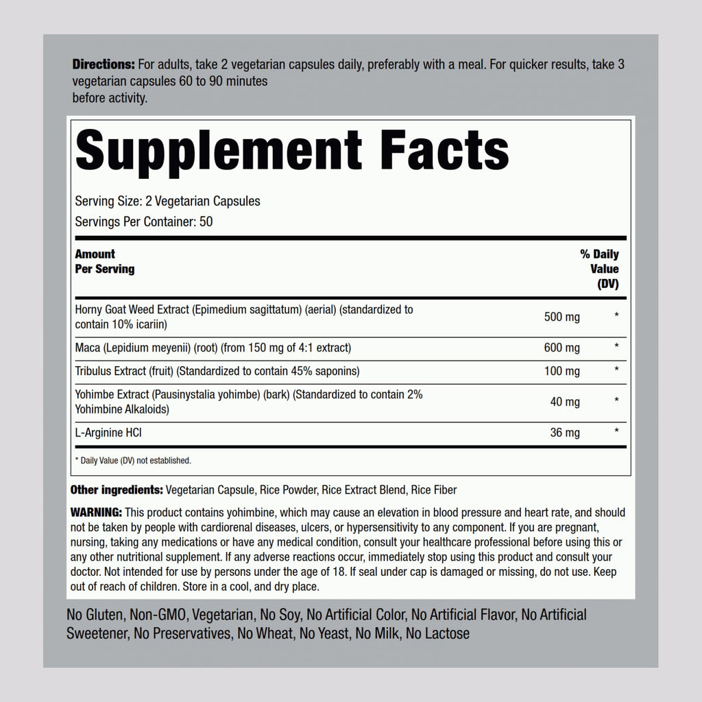 Piping Rock Horny Goat Weed for Men – 100 Capsules | Ultimate Complex