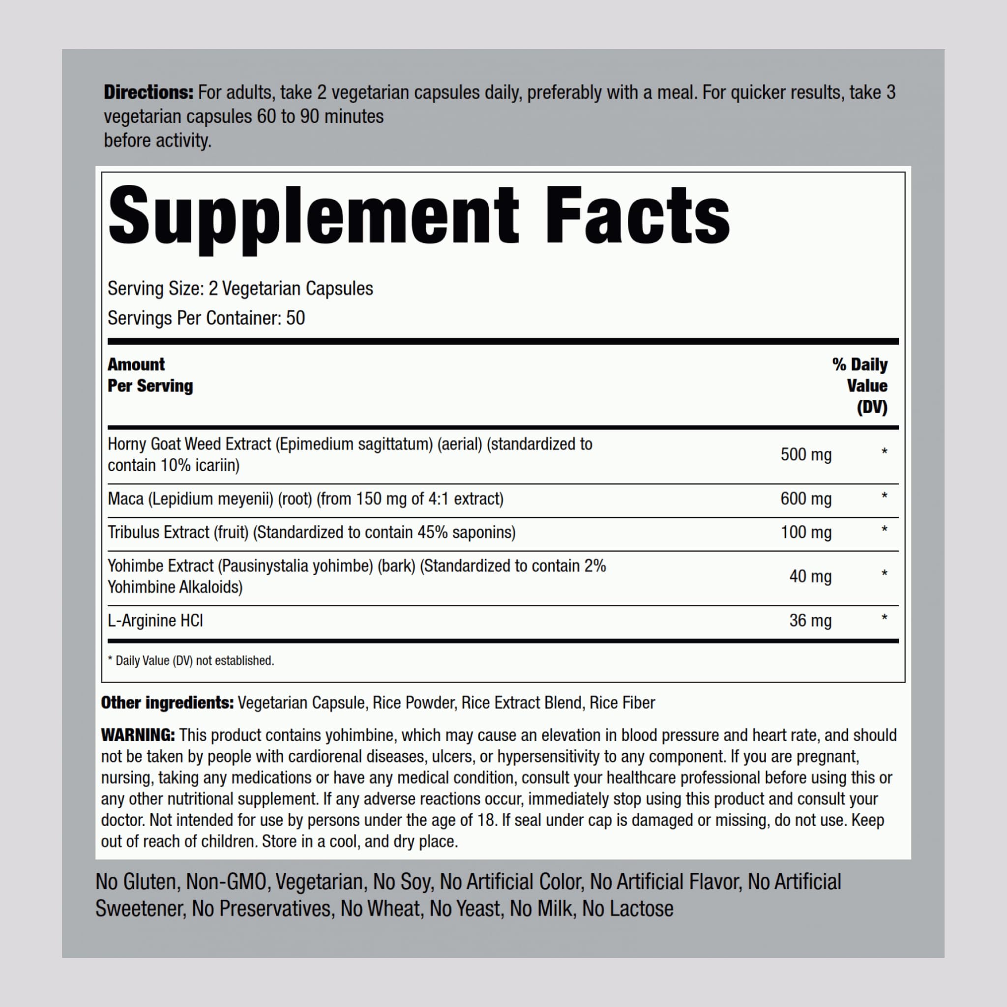Piping Rock Horny Goat Weed for Men – 100 Capsules | Ultimate Complex