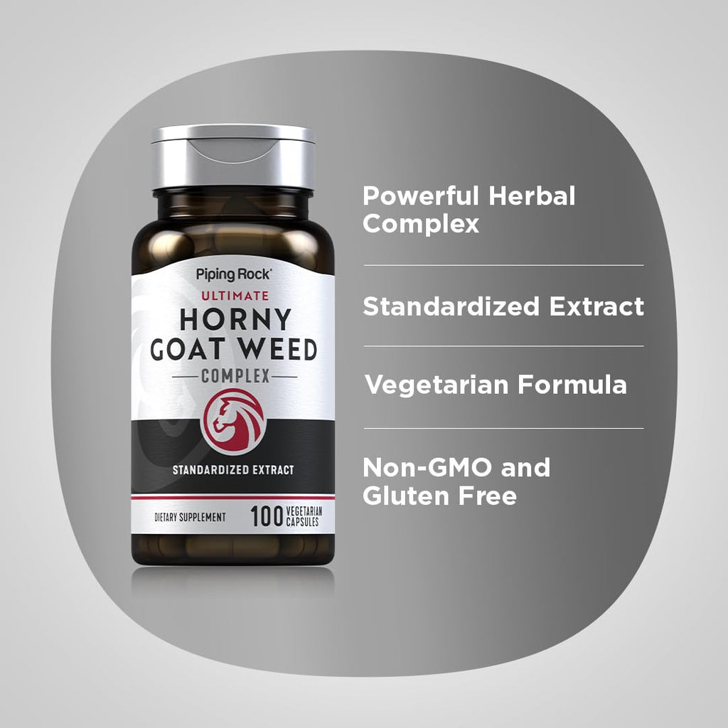 Piping Rock Horny Goat Weed for Men – 100 Capsules | Ultimate Complex