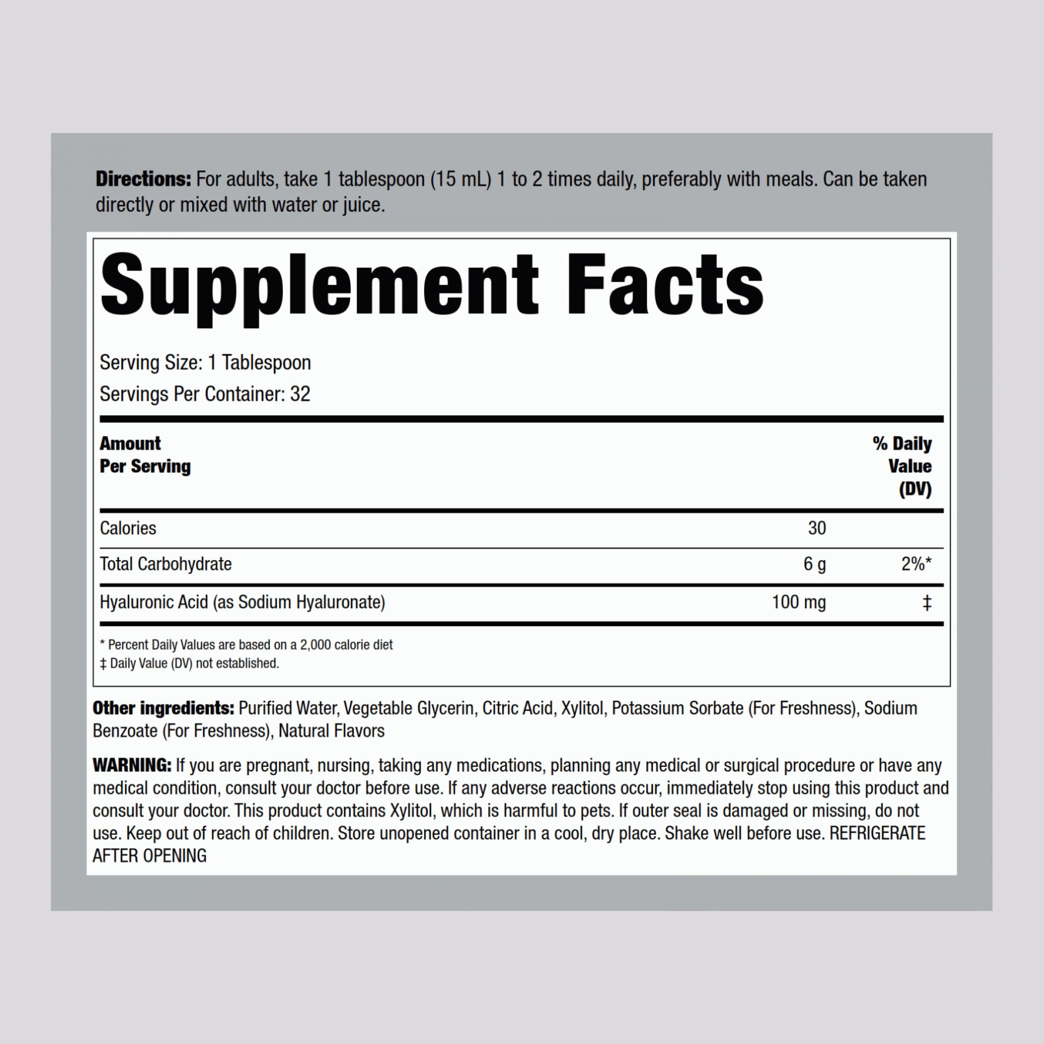 Piping Rock Hyaluronic Acid Supplement 100mg - Berry Liquid, 16 oz | Vegetarian, Non-GMO, Gluten Free (Pack of 2)