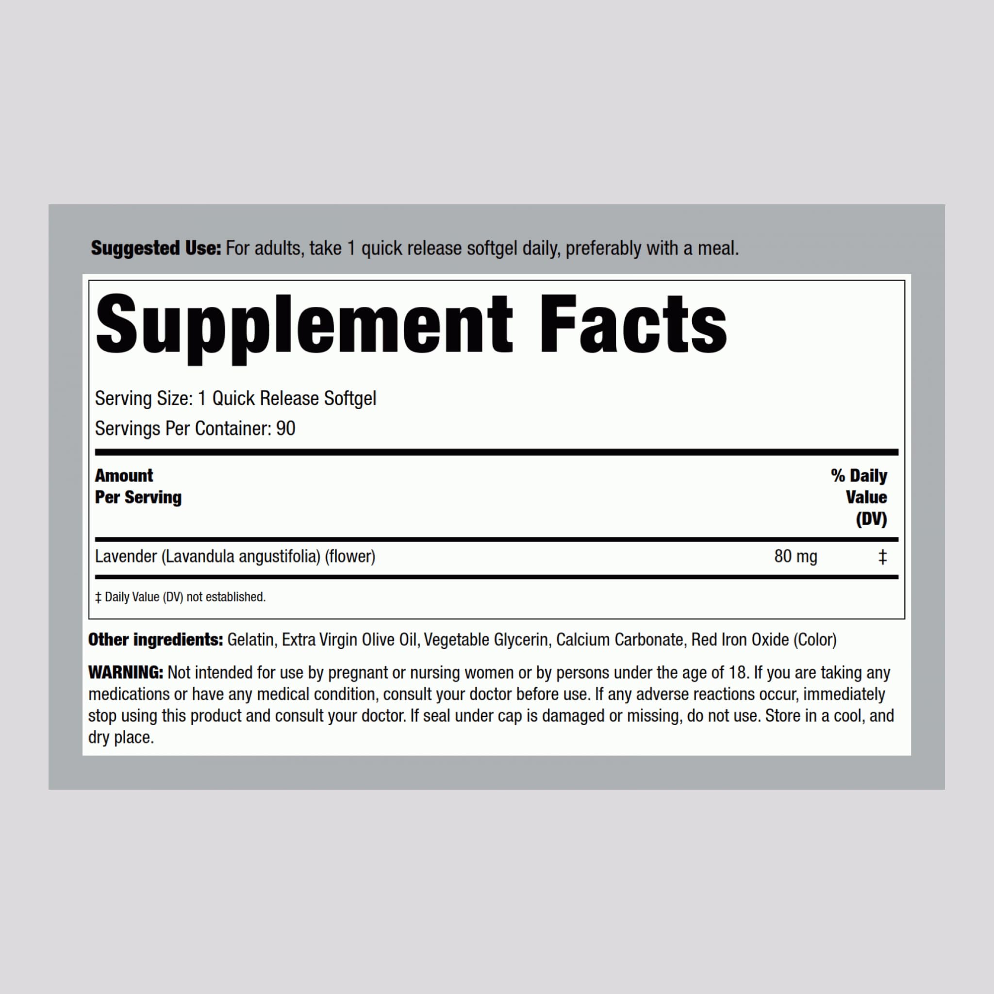 Piping Rock Lavender Calm Pills – 90 Softgels | Non-Drowsy, Non-GMO & Gluten Free