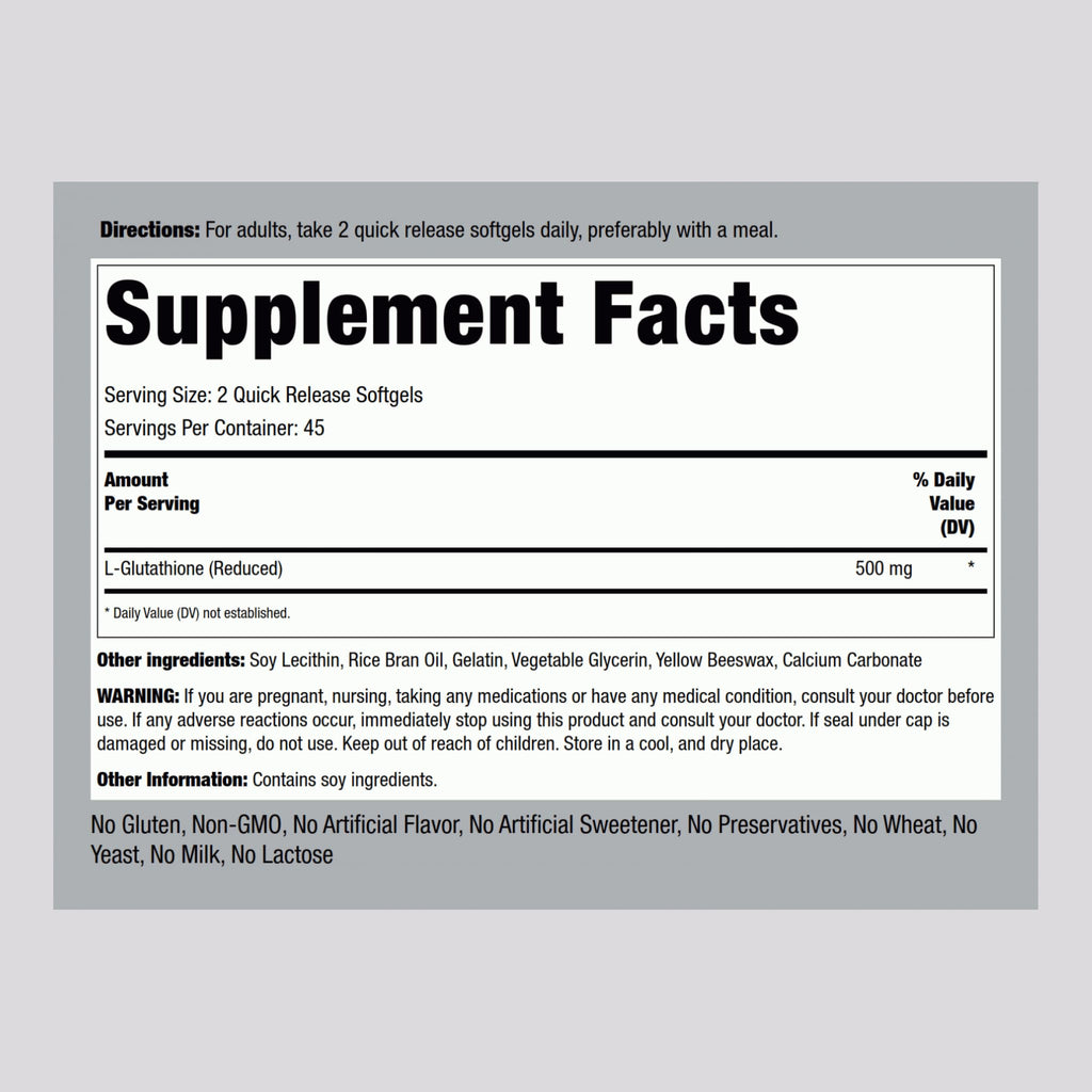 Piping Rock Liposomal Glutathione | 500mg | 90 Softgels | Reduced Supplement | Non-GMO, Gluten Free