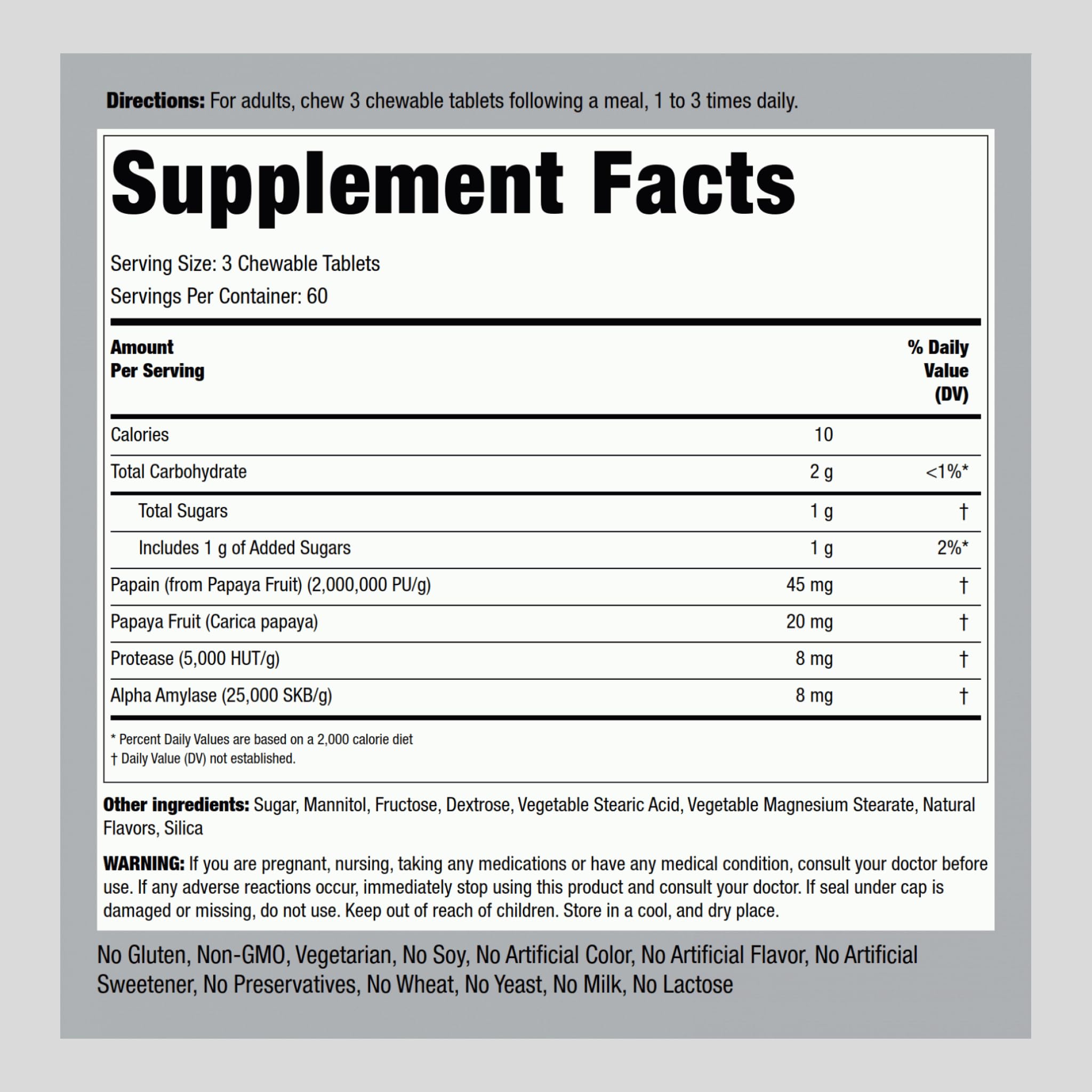 Piping Rock Papaya Digestive Enzymes Chewables – 180 Tablets, Vegetarian, Tropical Flavor (Pack of 2)