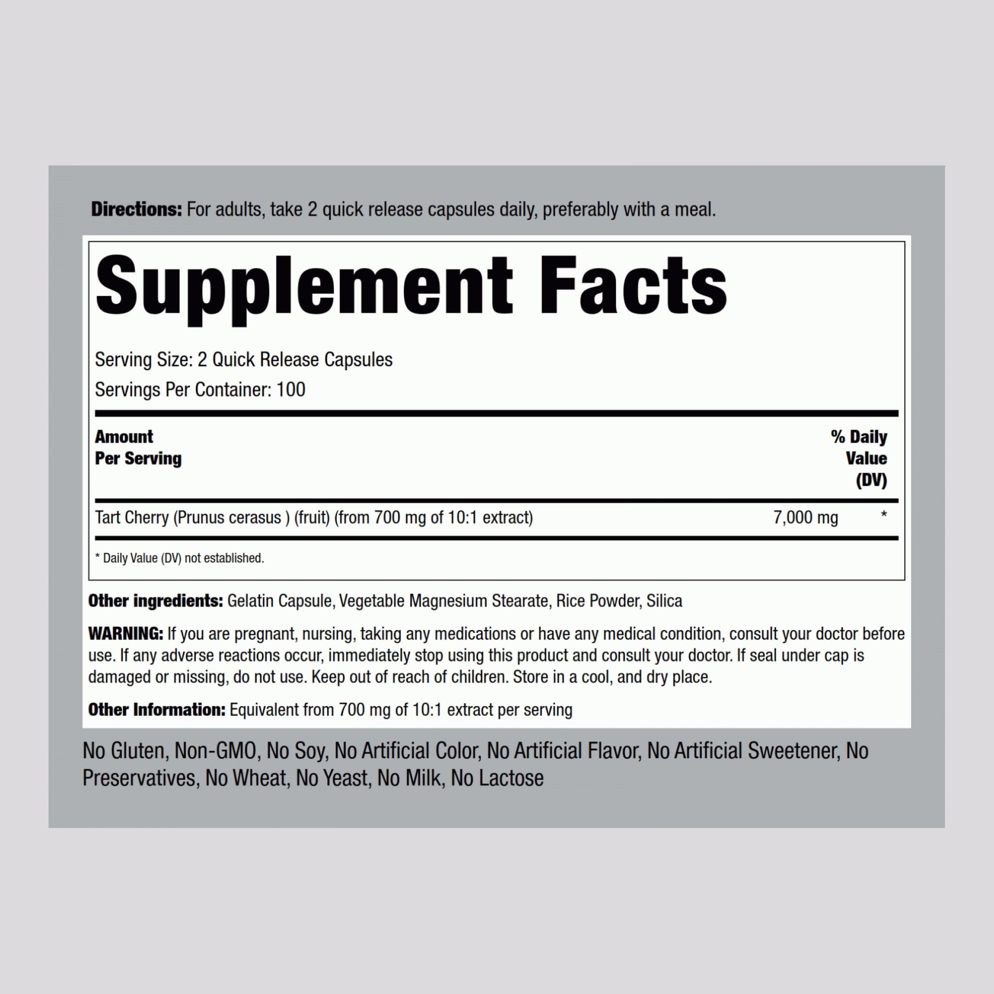 Piping Rock Tart Cherry Extract Capsules – 7000 mg, 200 Capsules | Ultra Strength | Non-GMO, Gluten Free