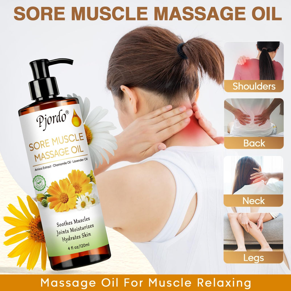 Pjordo Massage Oil Kit – Lilac, Lavender & Arnica with Roller Ball | Spa Gift Set