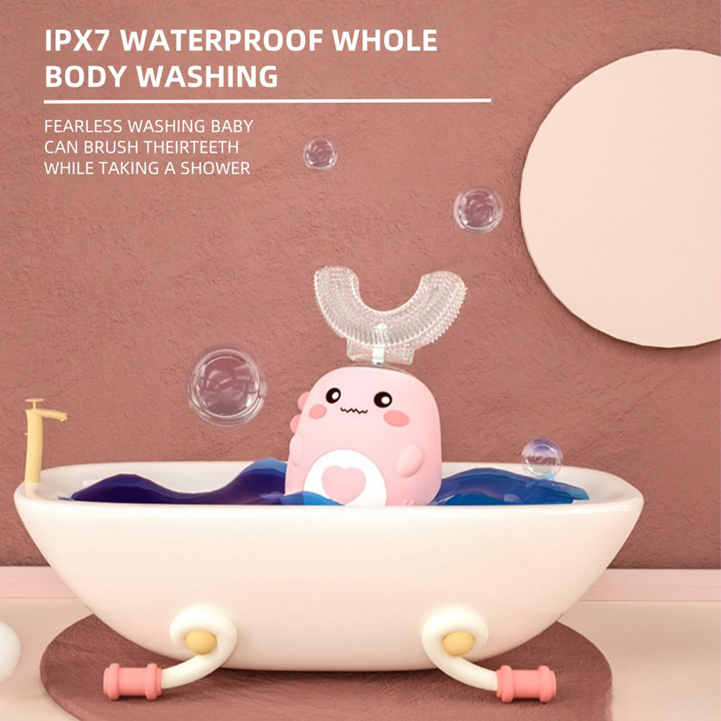 PLAYIKO Kids U-Shaped Electric Toothbrush | 4 Brush Heads, 3 Modes, IPX7 Waterproof (Ages 2-12)