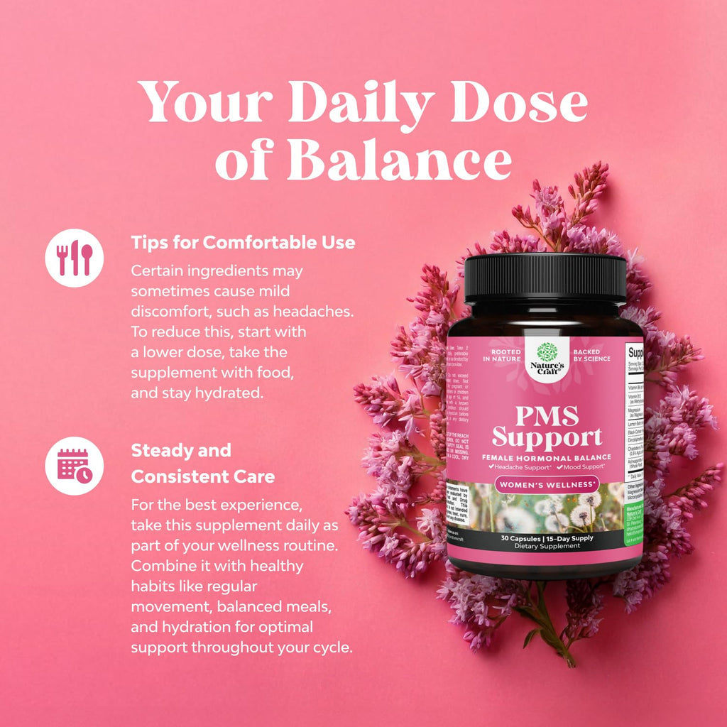 PMS Support for Women – Hormone Balance & Menstrual Comfort (DIM, Chasteberry, Black Cohosh) – 30 Count