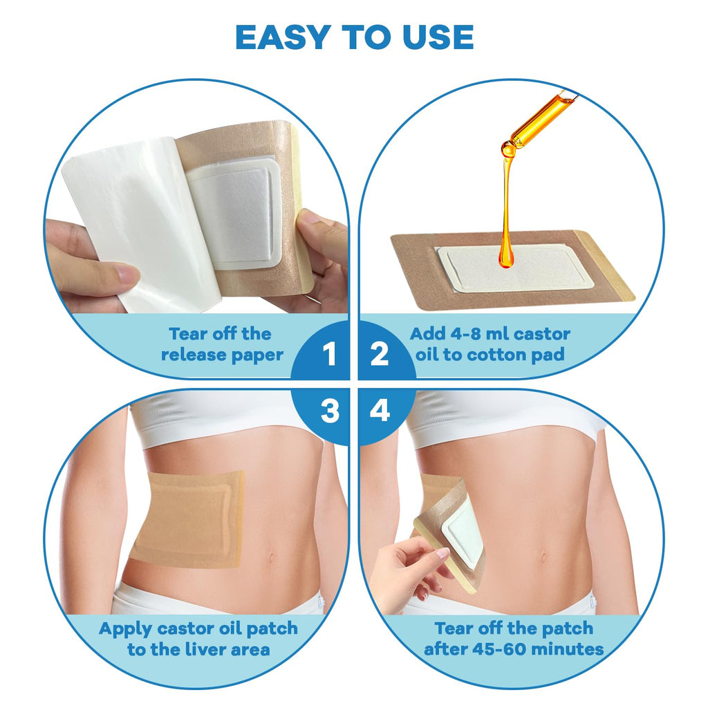 32 Pcs Castor Oil Pack Wrap – Disposable Patches (5.1 x 3.9 in)