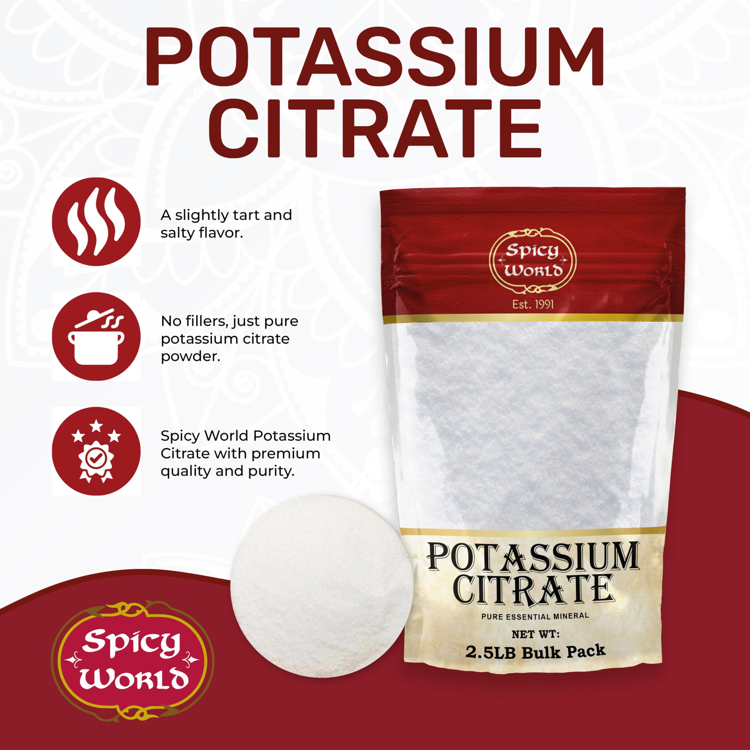 Potassium Citrate Powder 2.5 lb Bulk – Pure, Vegan, Food Grade | Spicy World