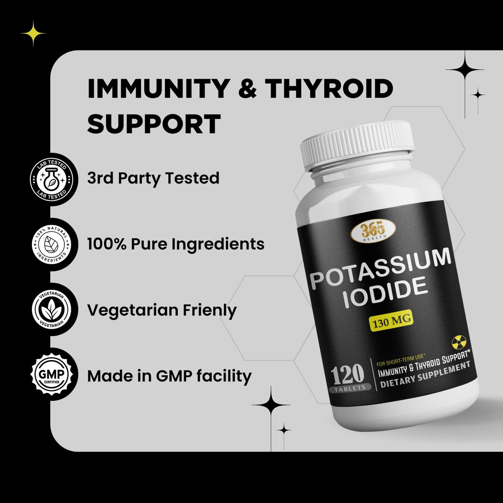 Potassium Iodide 130 mg KI Tablets – USA Made, 120-Count per Bottle, Pack of 2 (240 Tablets)