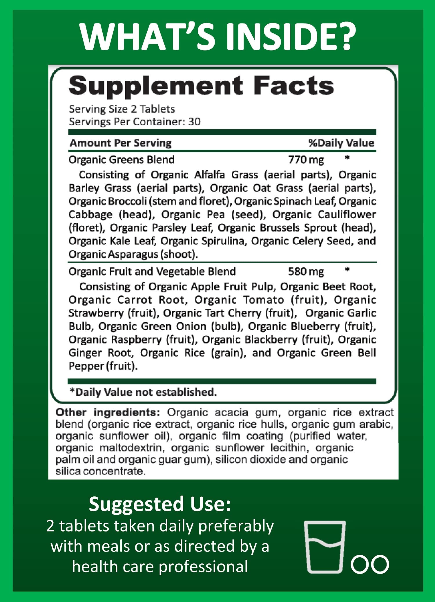 Potent Garden Organic Superfood Greens – Fruit & Veggies Tablets (60 Count) | Boost Energy, Immunity & Gut Health