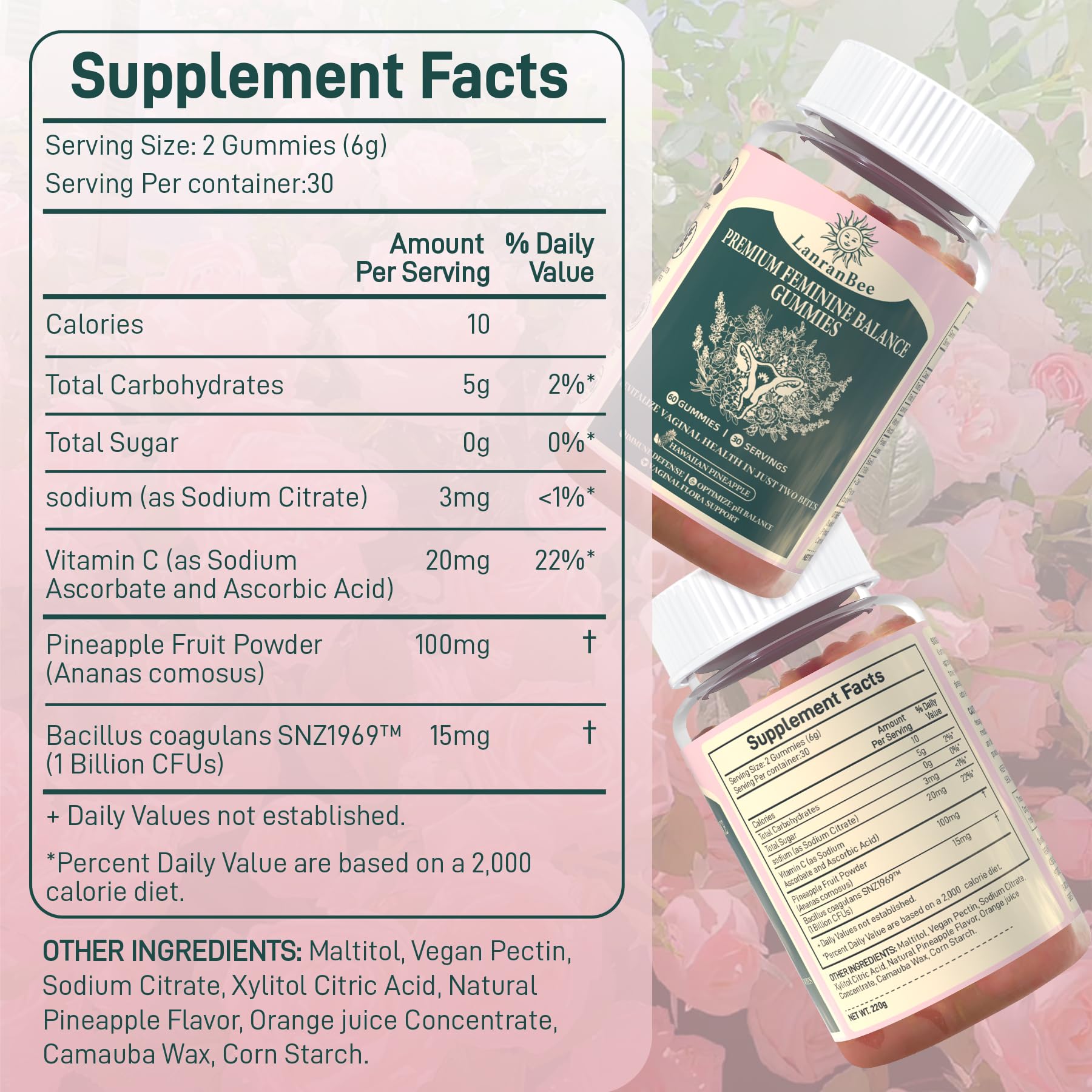 Premium Feminine Balance Gummies - Vaginal Probiotic for Women's pH Health & Immune Support | Vegan, Gluten-Free & Halal