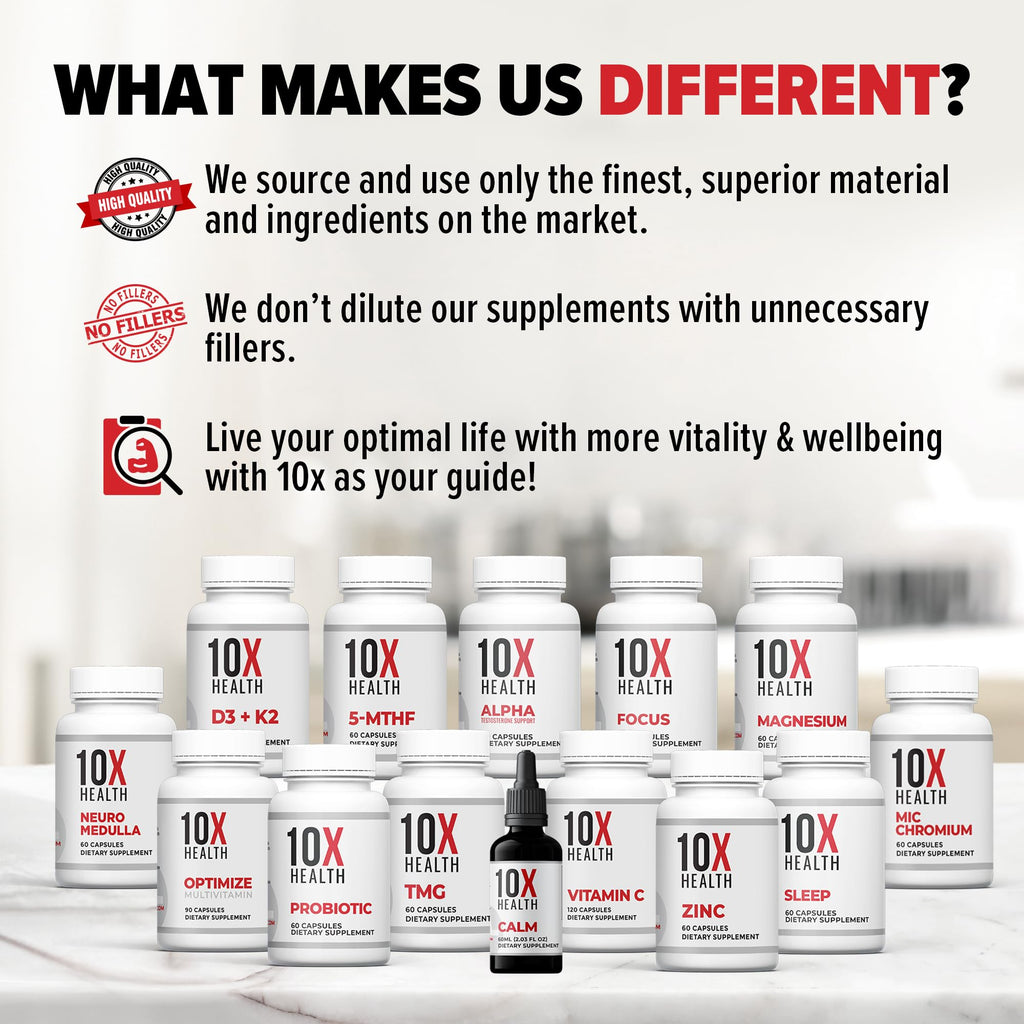 10X Health TMG Supplements - Liver Support, Heart Wellness, Energy | Non-GMO & Gluten-Free - 60 Capsules