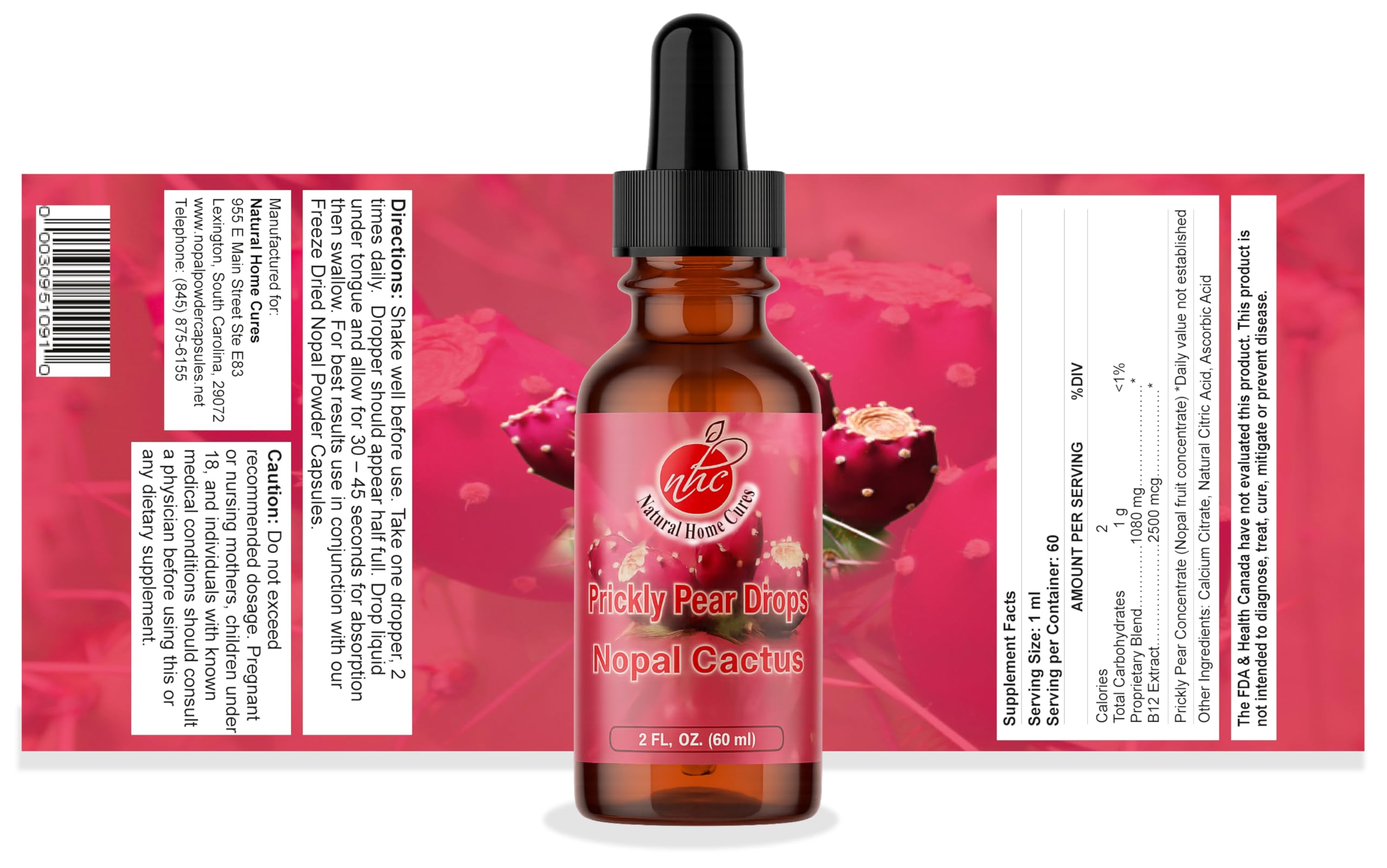 Prickly Pear Nopal Cactus Liquid Drops – Plant-Based Extract 2 oz