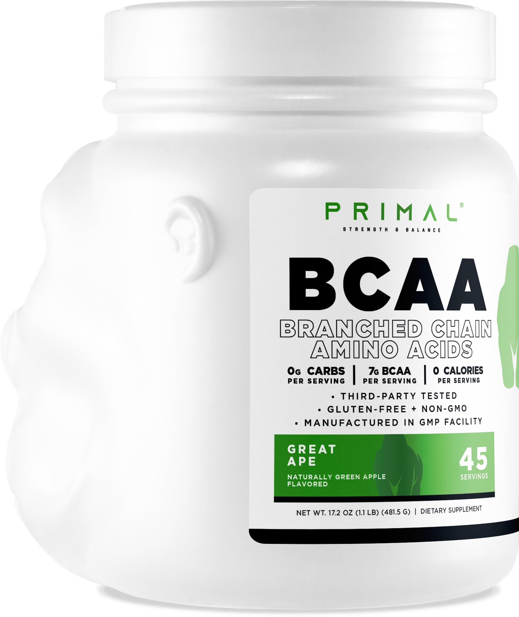 Primal BCAA Powder Great Ape – 45 Servings, Green Apple