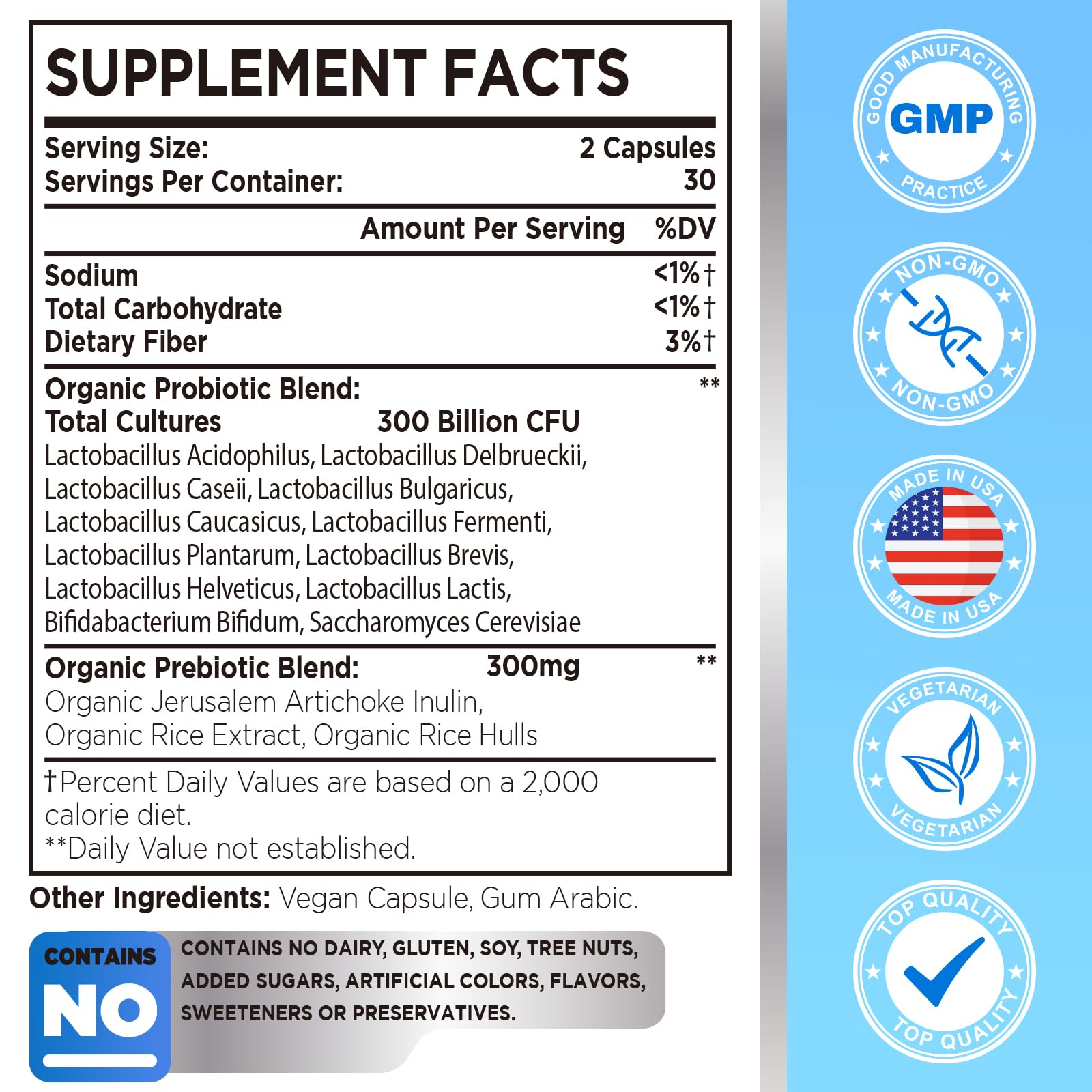 300 Billion CFU Probiotic with 12 Strains & 3 Organic Prebiotics – Daily Digestive & Immune Support, Vegan, Shelf-Stable, 120 Count